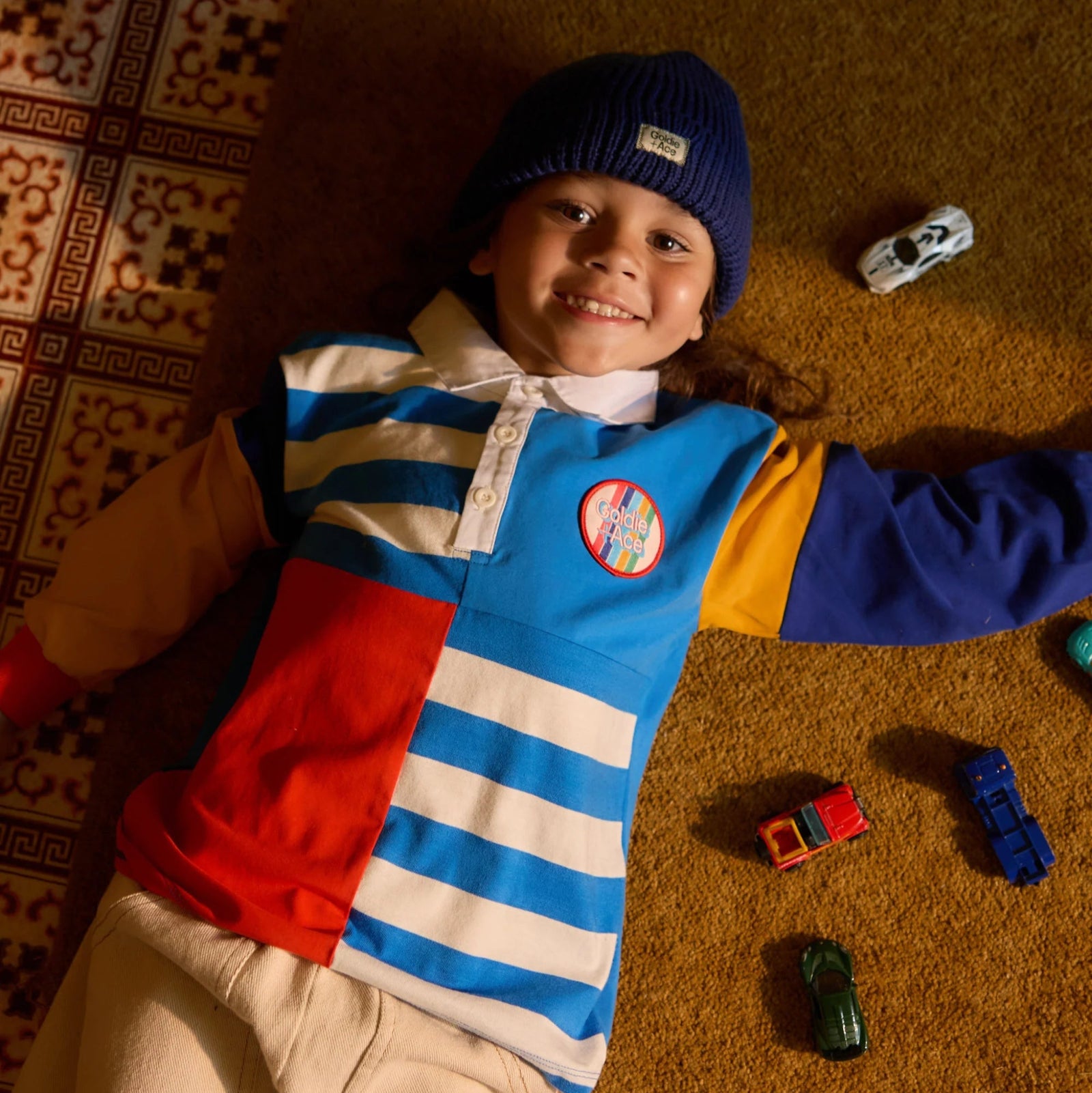 Goldie and Ace Myles Colour Block Rugby Polo