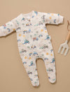 Purebaby Farm Vehicles Fleece Zip Growsuit