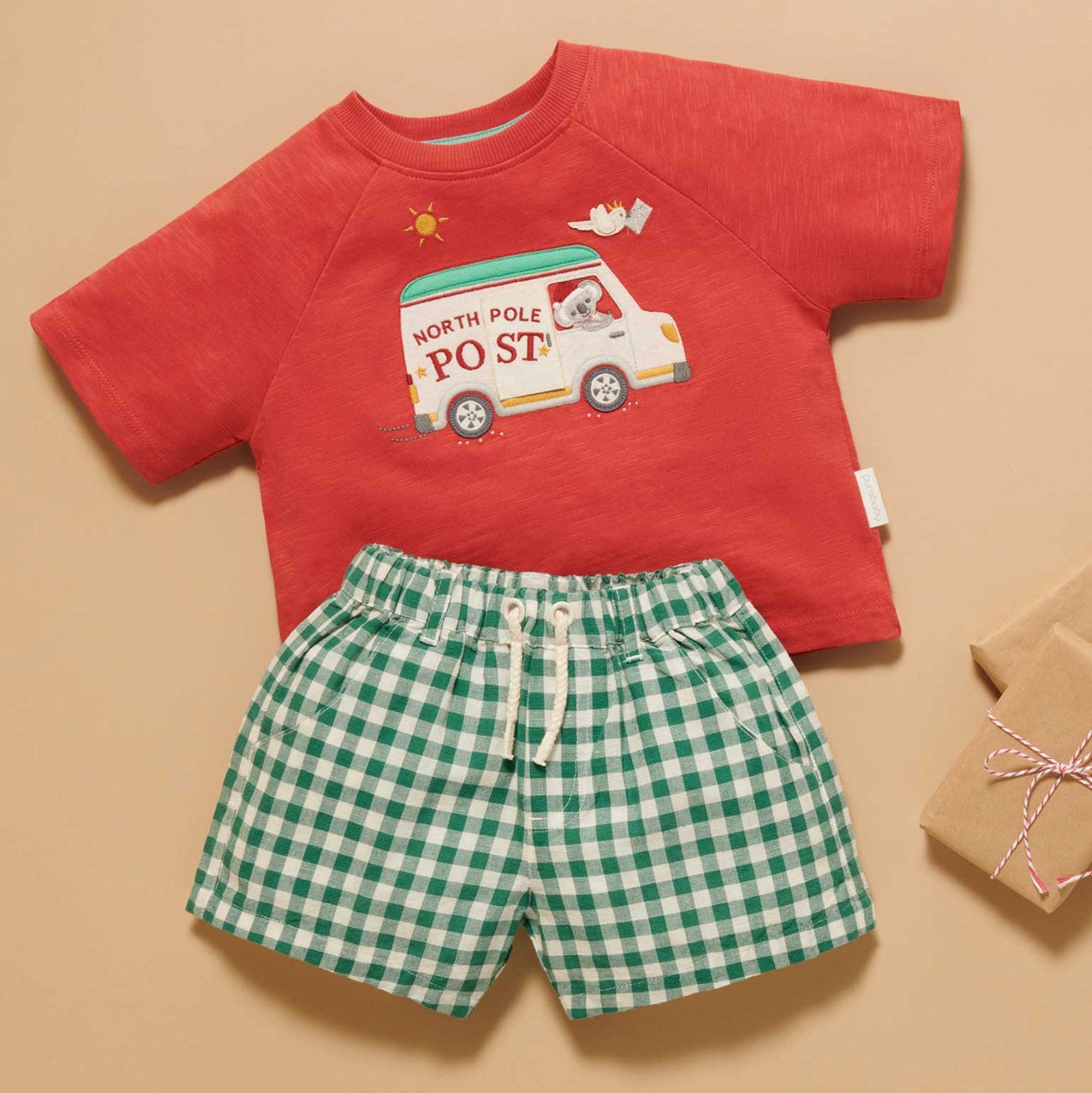 Purebaby Gingham shorts- Coriander