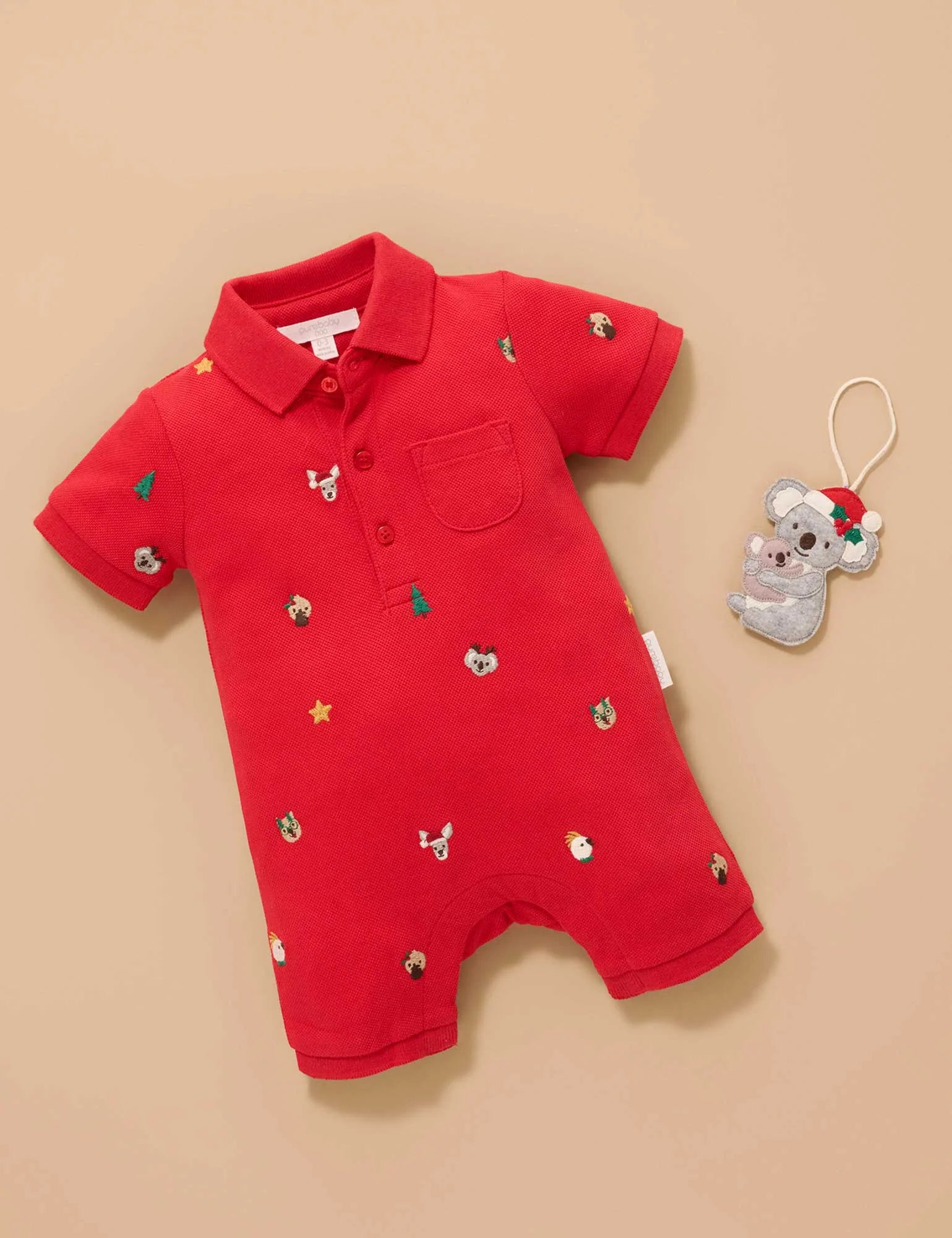 Christmas Broderie Polo Growsuit
