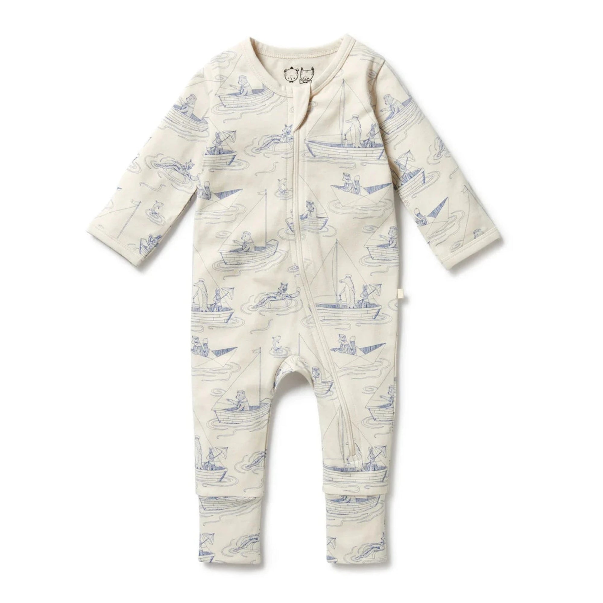 Wilson + Frenchy Organic Zipsuit with Feet - Sail Away