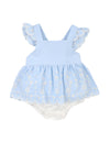 Bebe Zara Embroidered Overlay Dress - Sky Blue