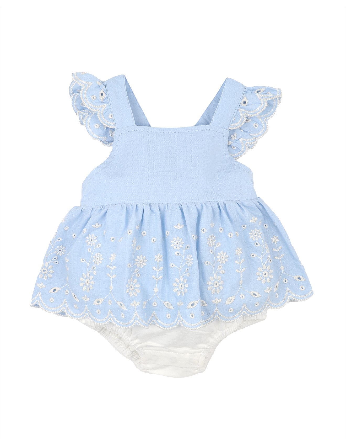 Bebe Zara Embroidered Overlay Dress - Sky Blue