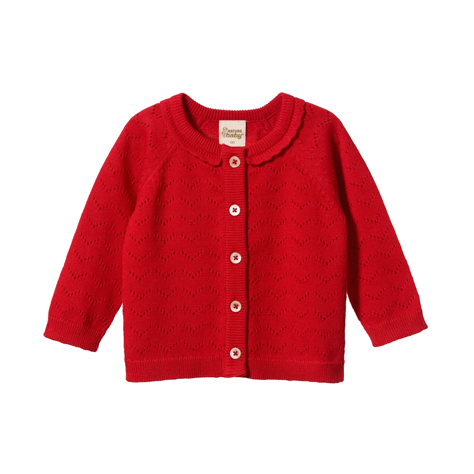 Piper Cardigan - Raspberry Red Pointelle