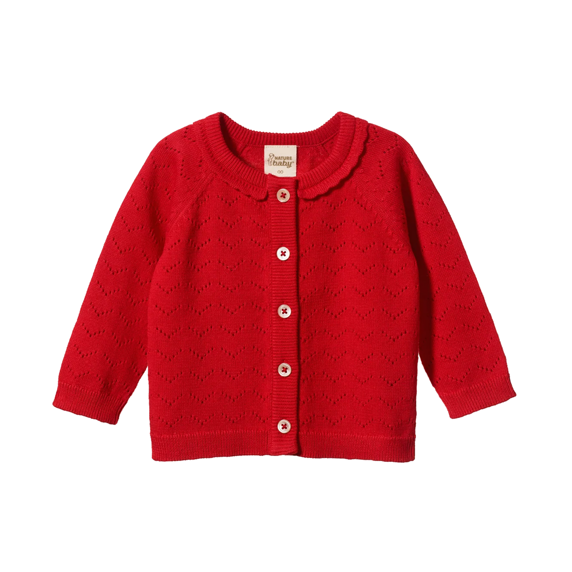 Piper Cardigan - Raspberry Red Pointelle