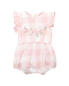 Lara Embroidered Romper - Pink Check