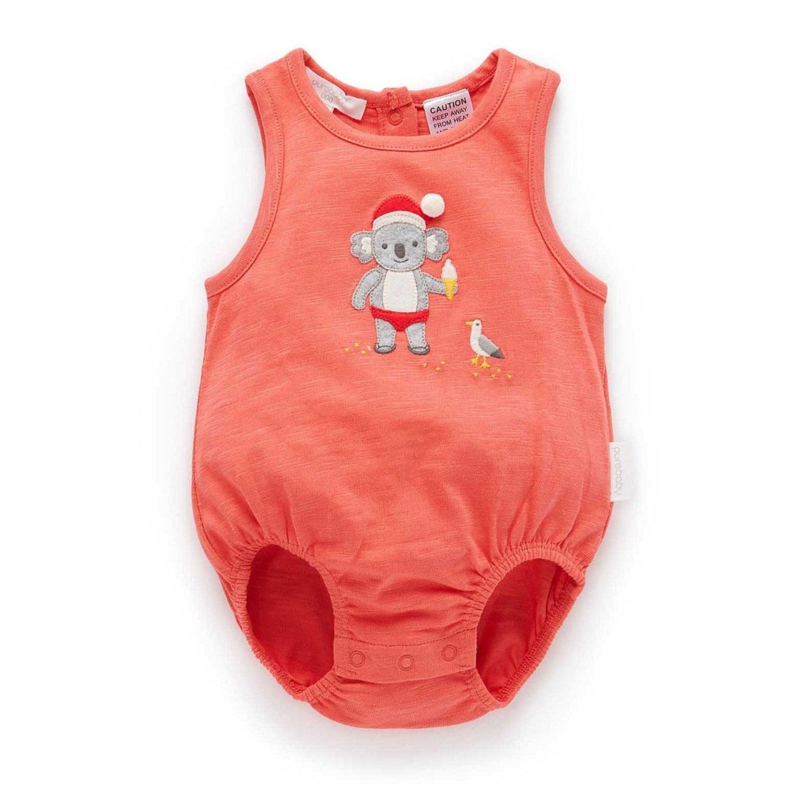 Purebaby Koala Santa Bodysuit - Vintage Red