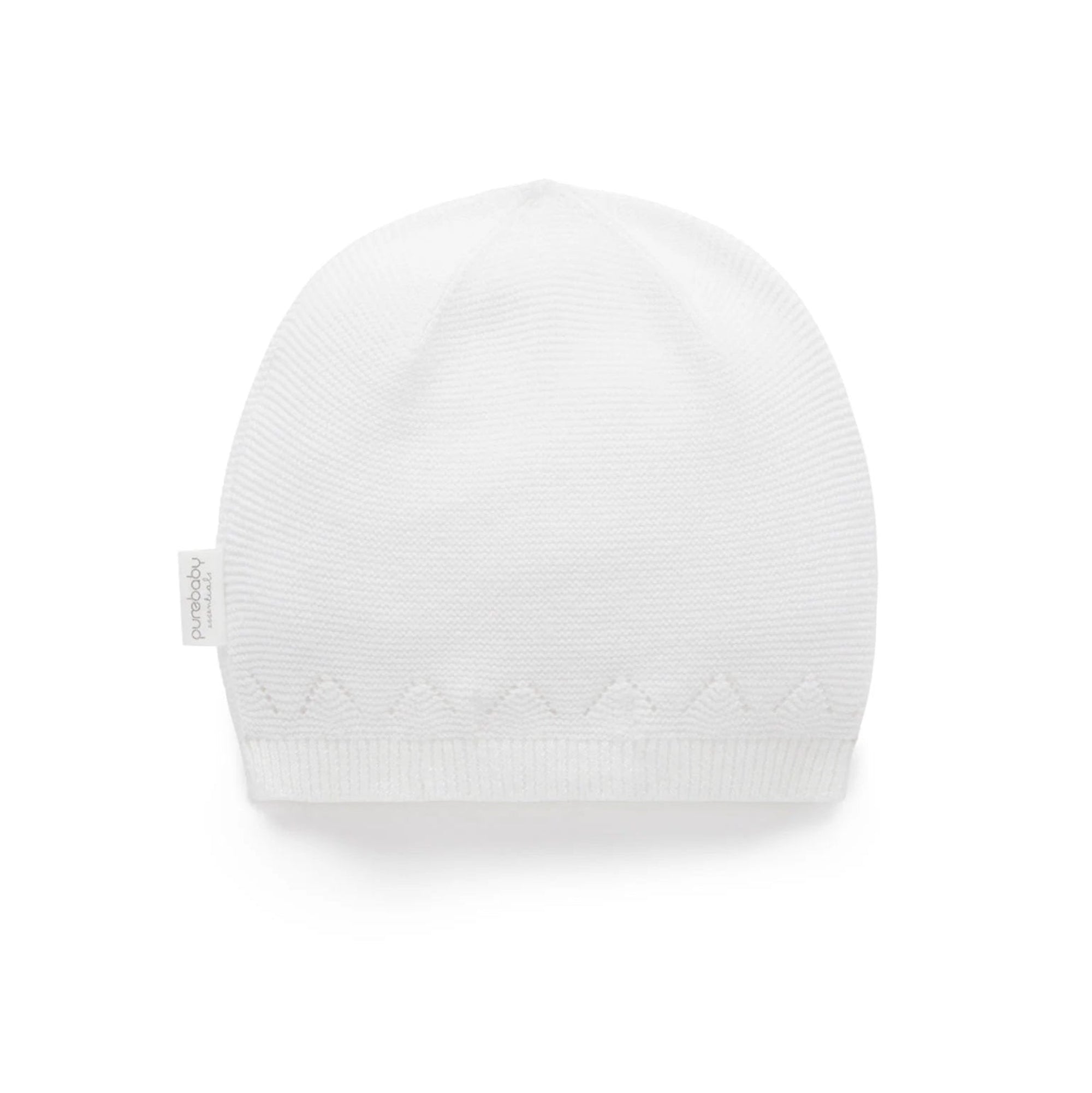 Purebaby Layette Beanie - White
