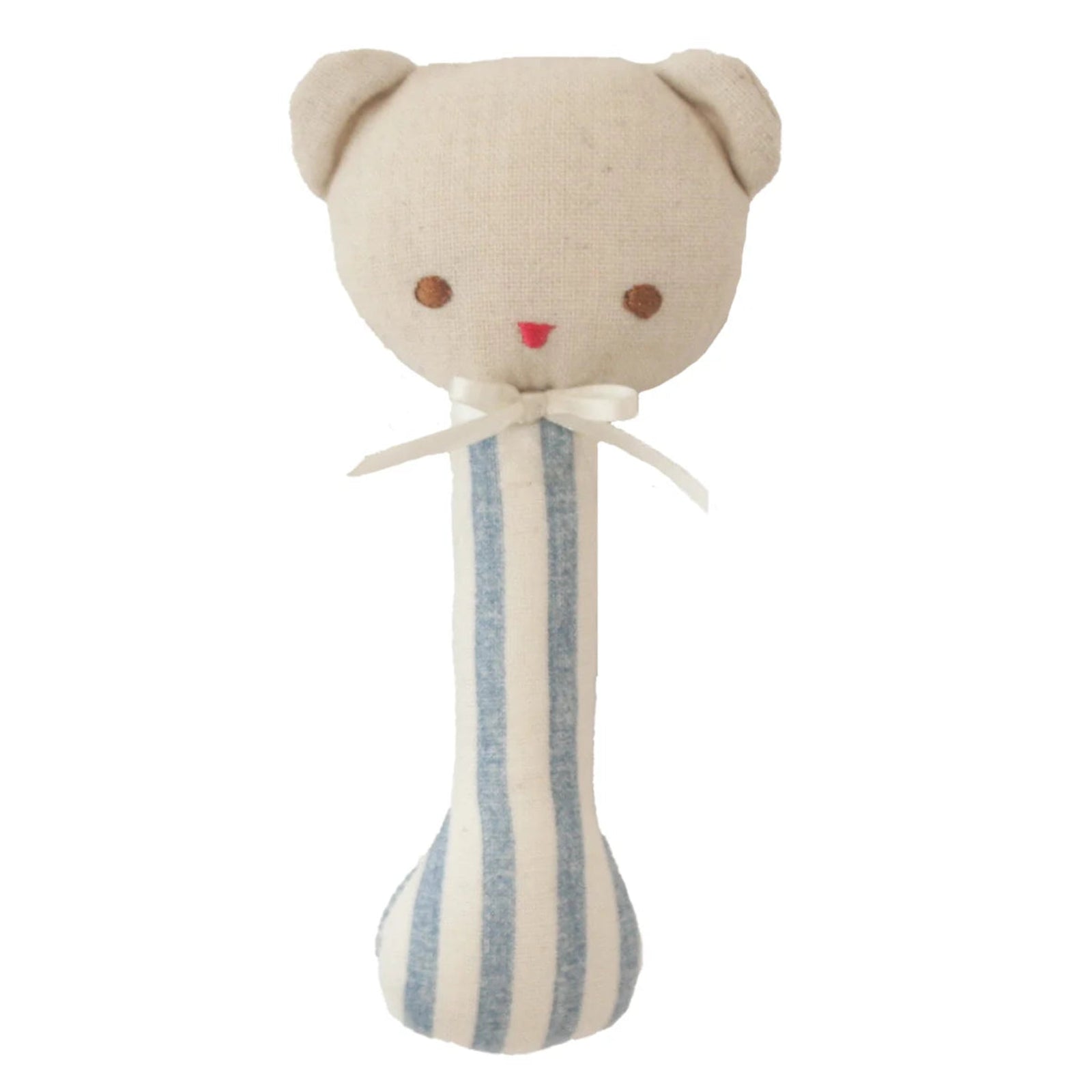 Alimrose Ted Stick Rattle -  Chambray Stripe