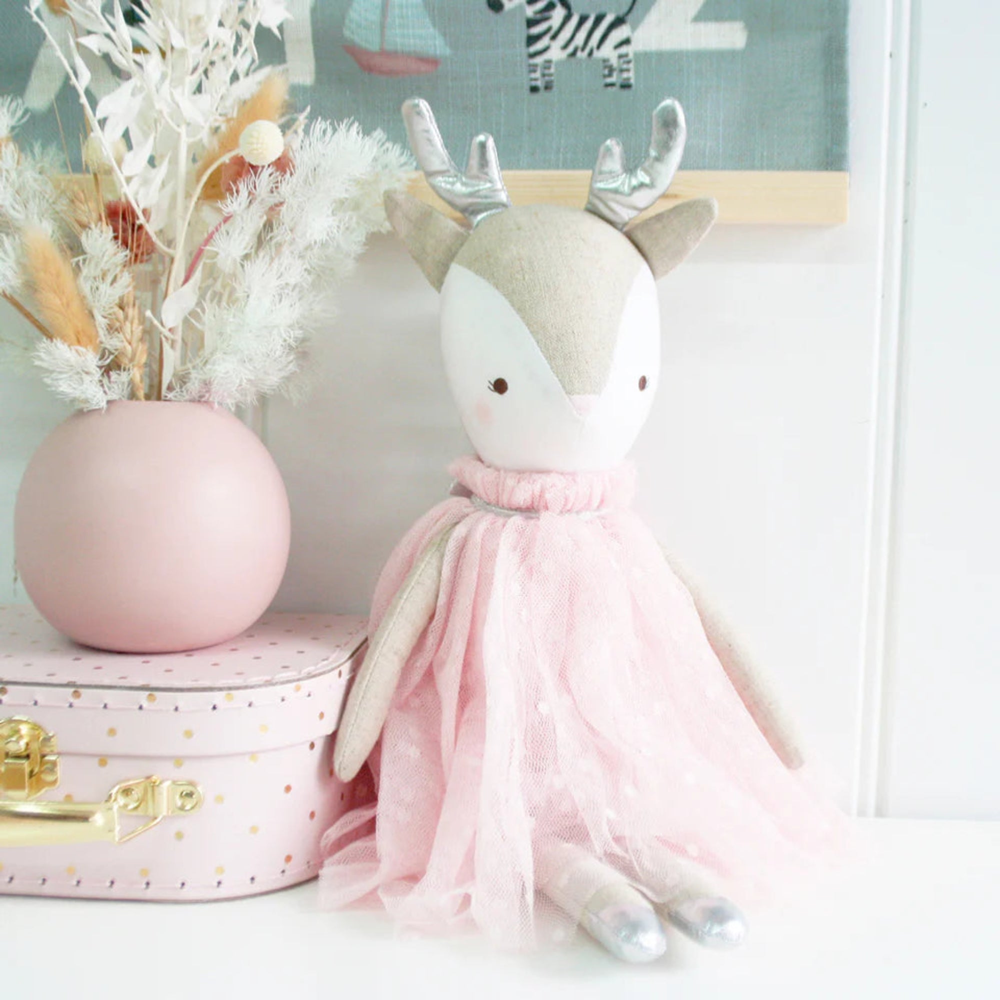 Alimrose Angelica Reindeer Doll Pink
