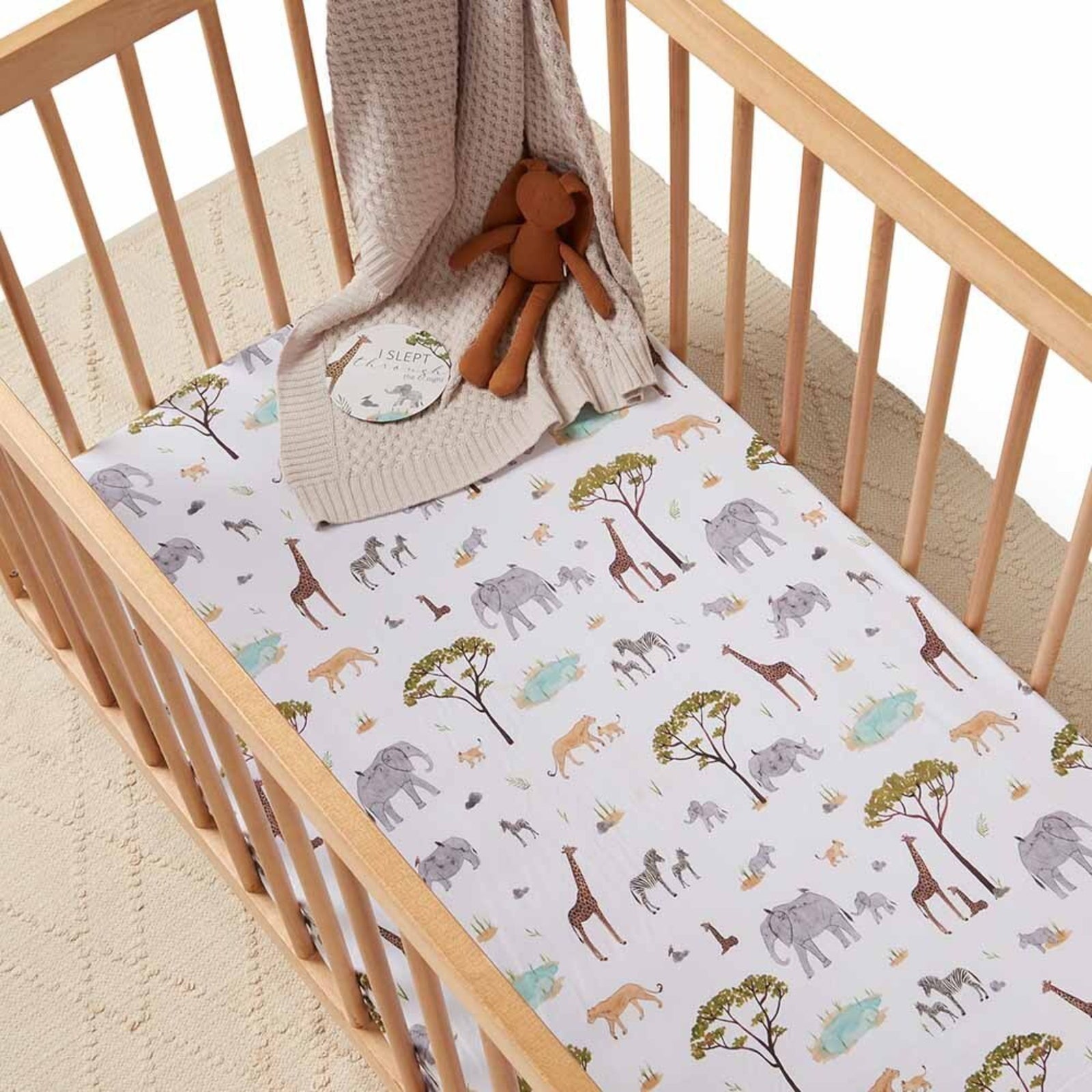 Safari  - Snuggle Hunny Fitted Cot Sheet