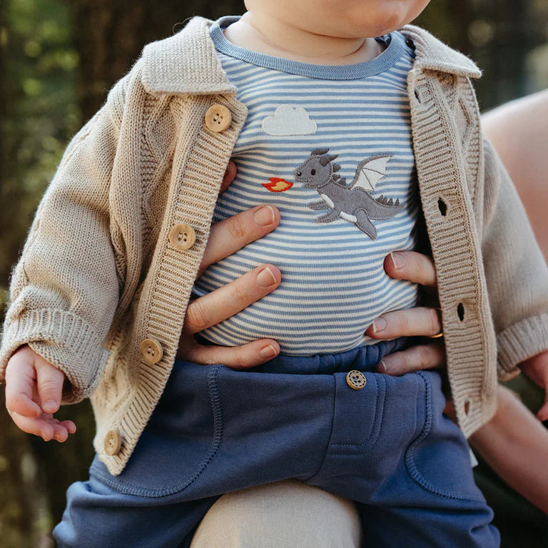 Purebaby Applique Bodysuit - Pond Mini Stripe