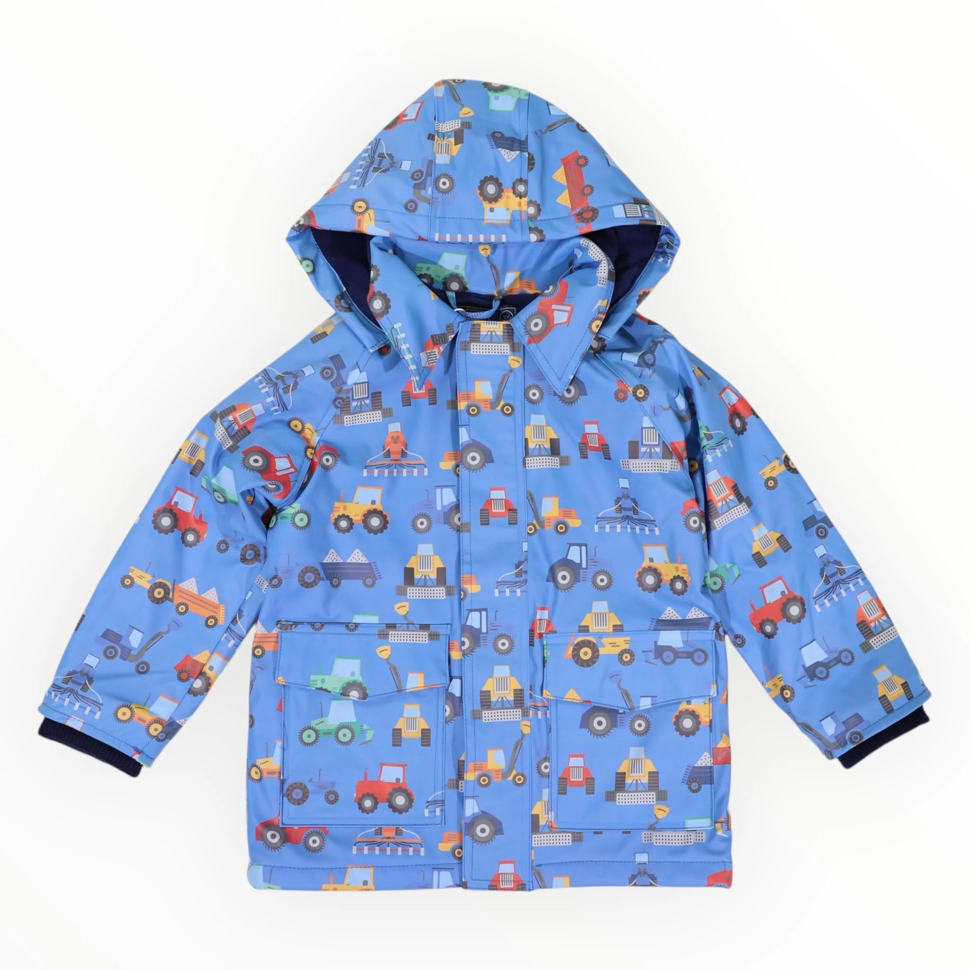 Korango Farm Machine Print Raincoat - Blue