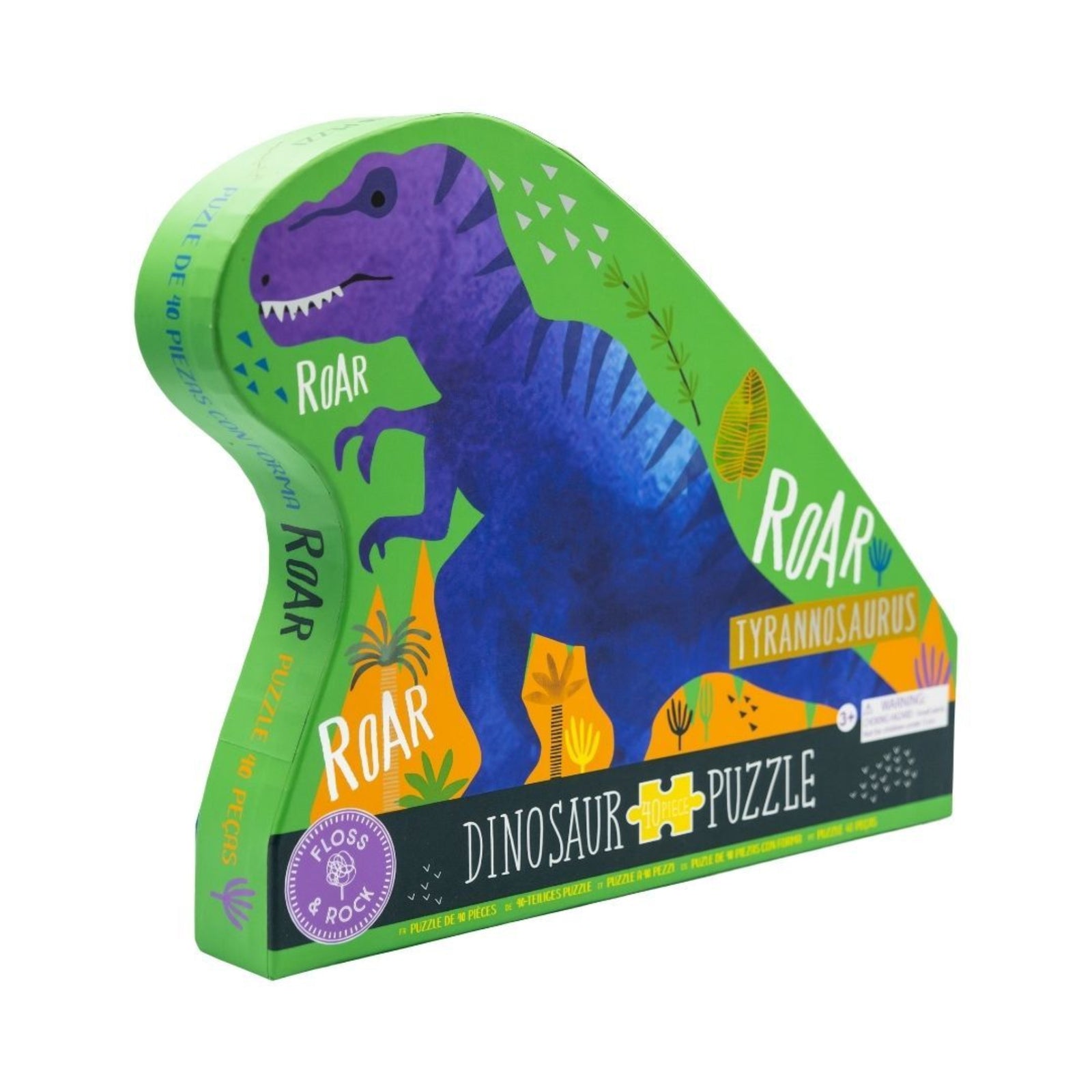 Floss & Rock 40 Pc Shaped Jigsaw Puzzle Dinosaur