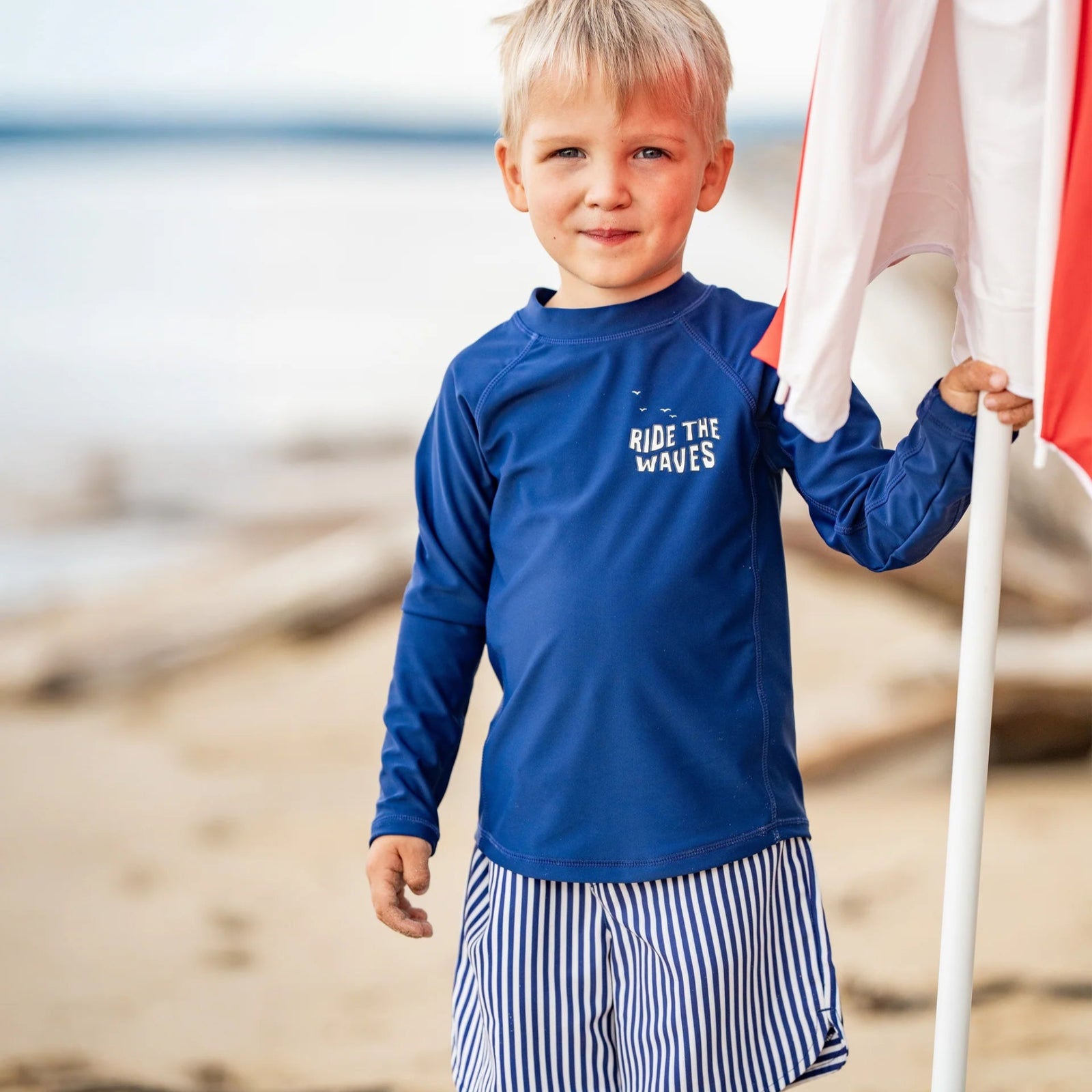 Bebe Boys Stripe Boardshorts - Navy Stripe