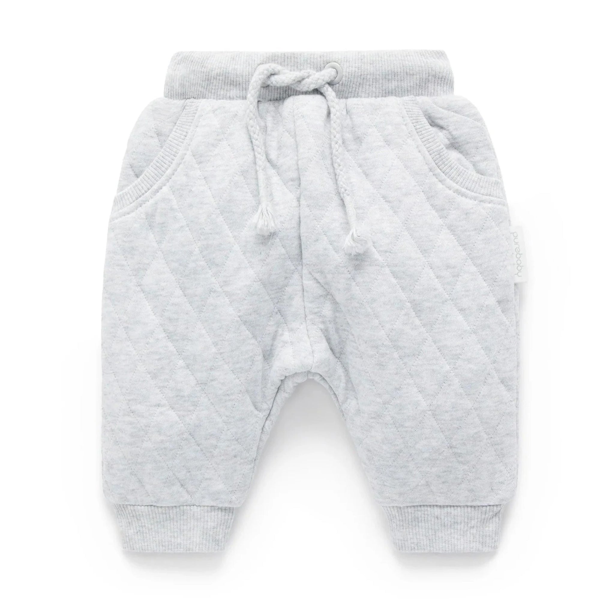 Purebaby Quilted Track Pants - Pale Grey Melange