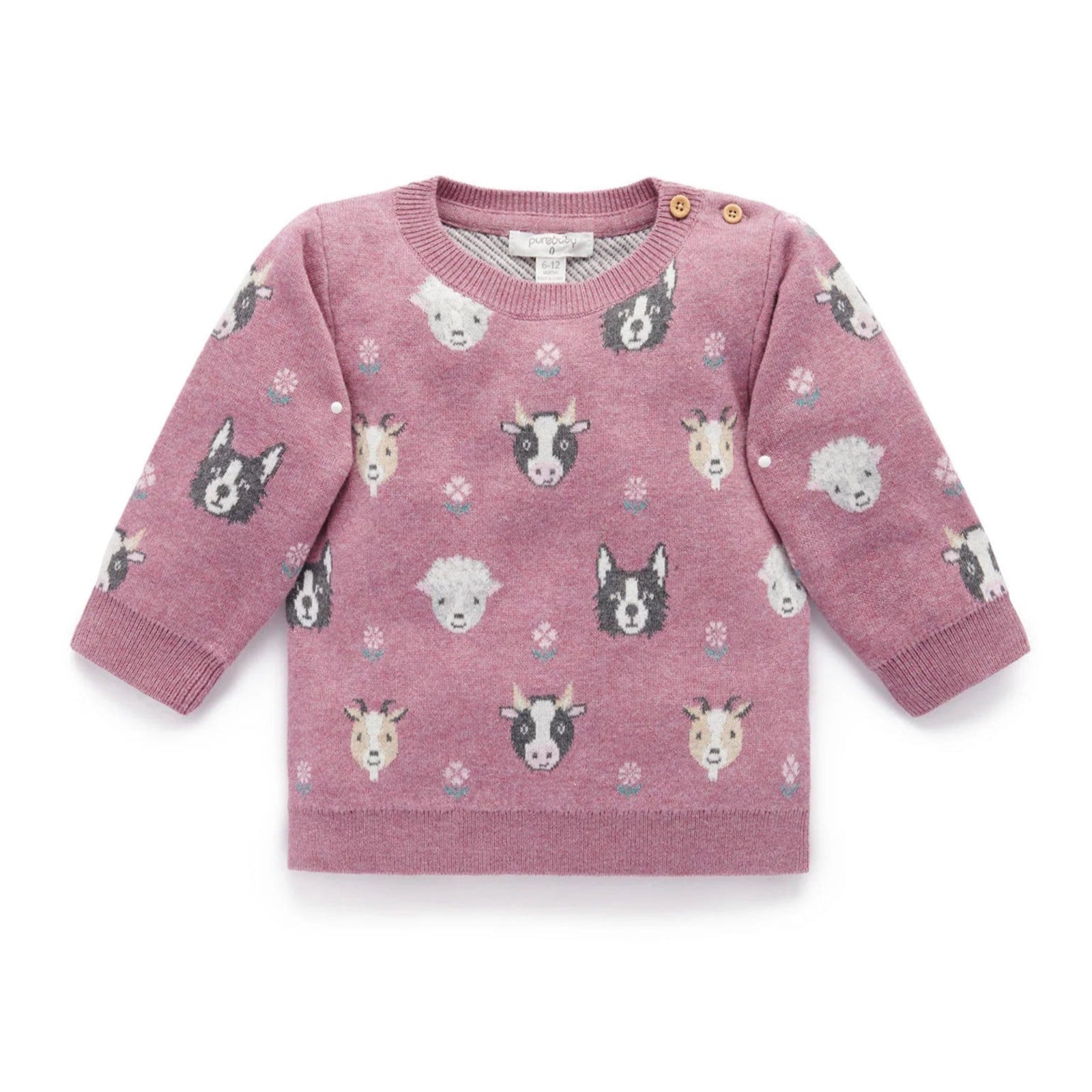 Purebaby Farm Friends Jumper - Lavender Farm Friends Jacquard