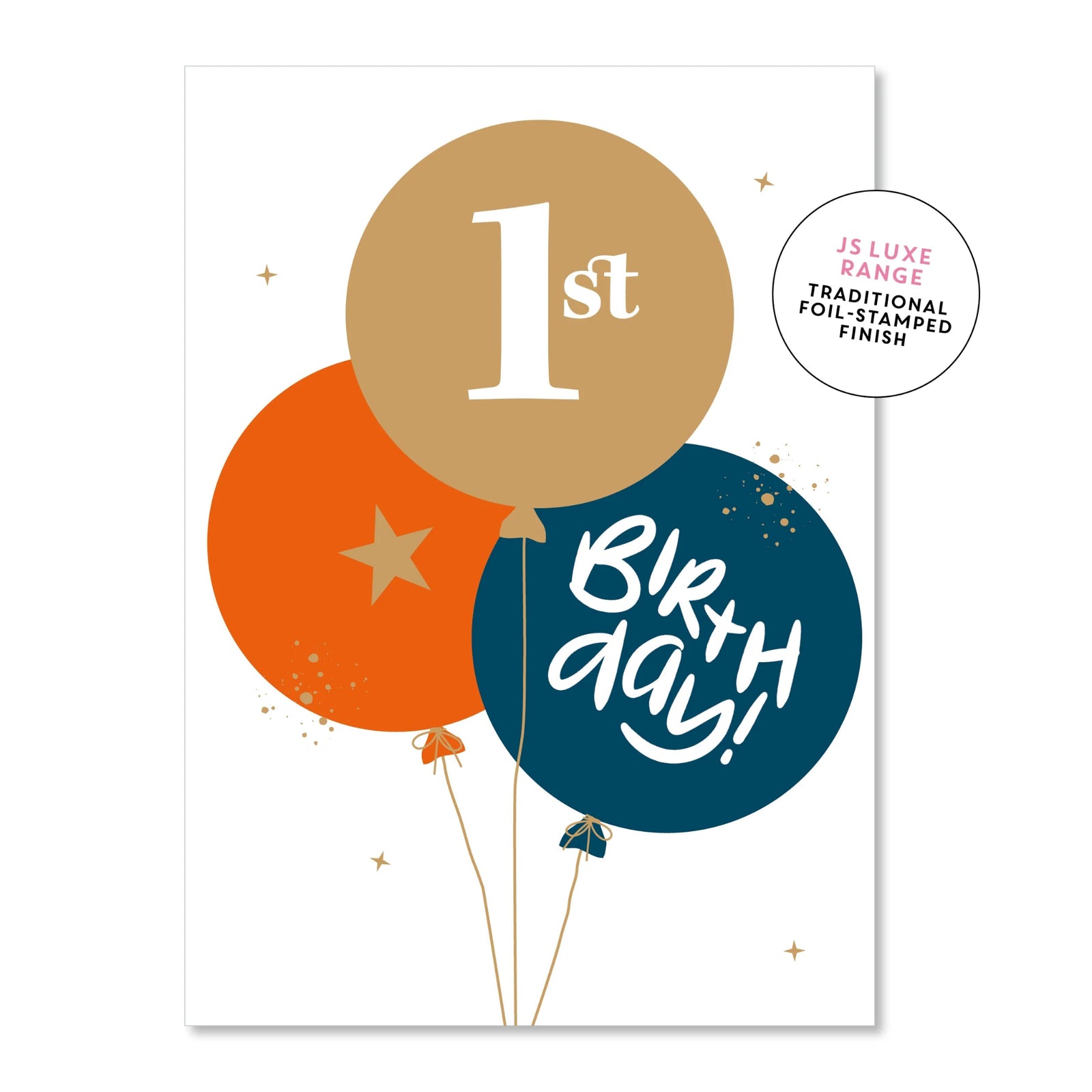 1st Birthday Balloon Card - Blue & Pink