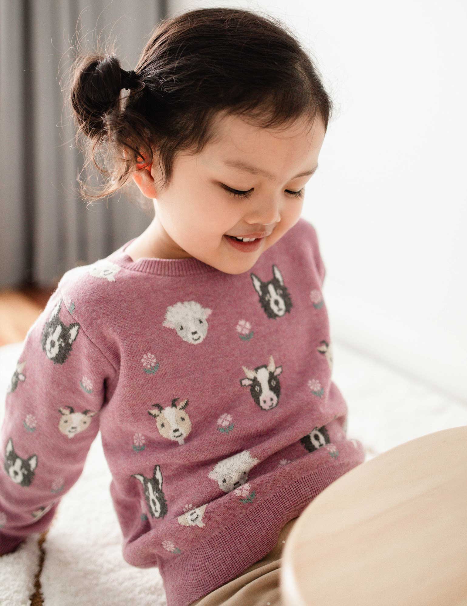 Purebaby Farm Friends Jumper - Lavender Farm Friends Jacquard