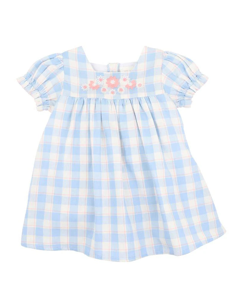 Bebe Bonnie Check Organic Embroidered Dress