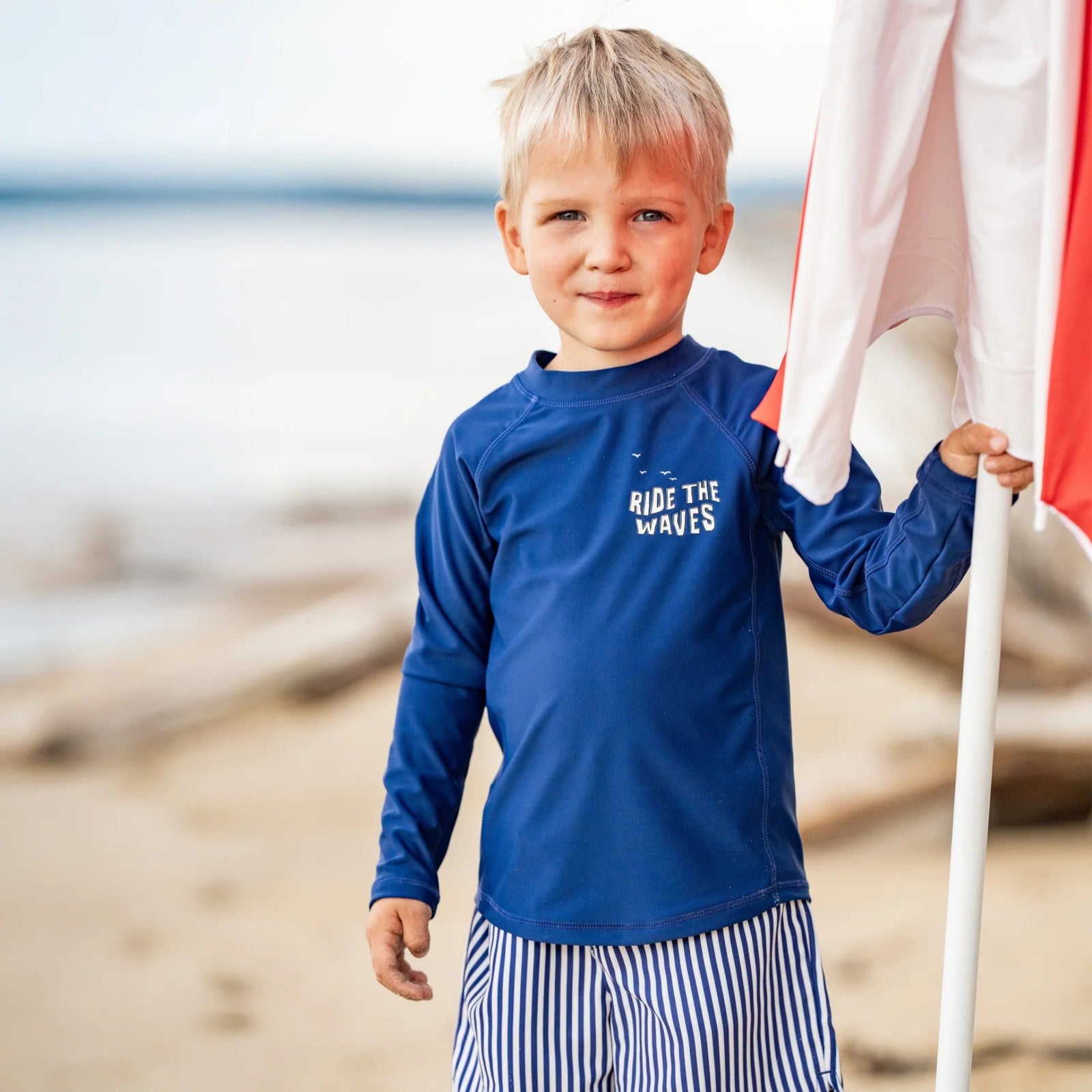 Bebe Ride the Wave LS Rash Top - Navy