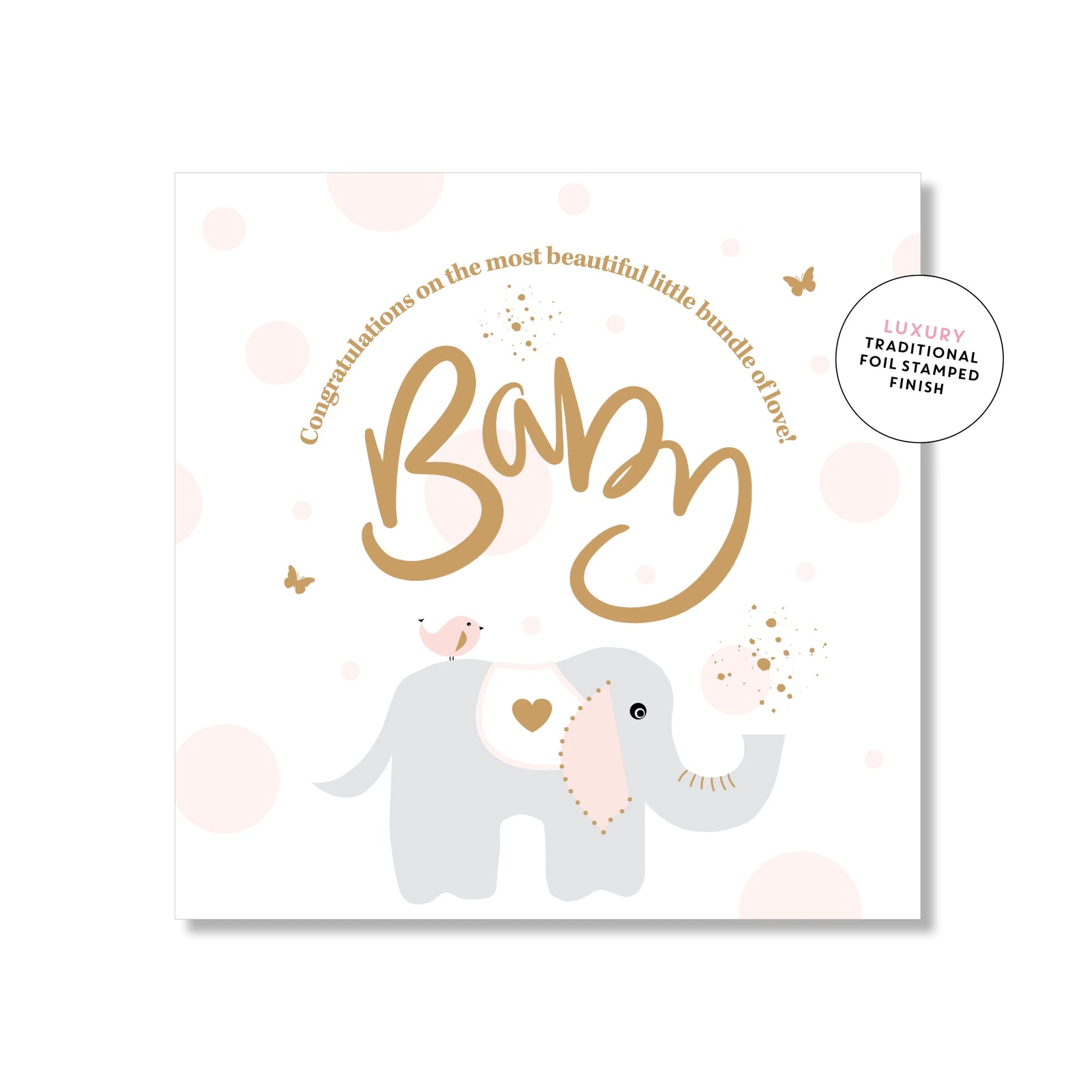 Baby Elephant Mini Card - Pink