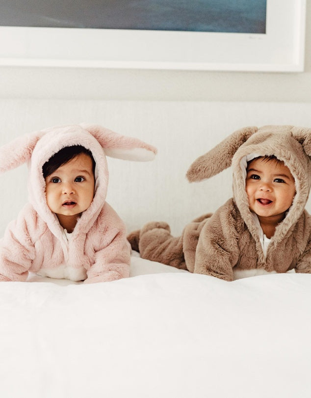 Latte Faux Fur Bunny Onesie - Latte