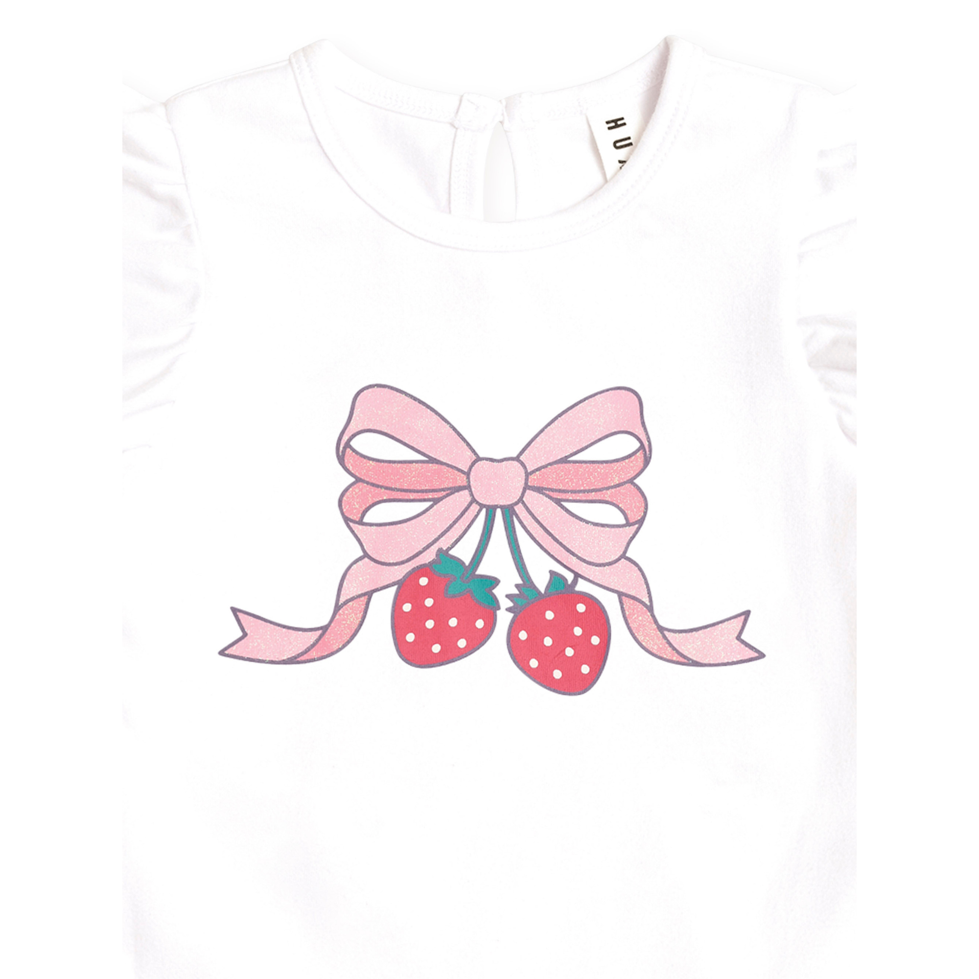 Huxbaby Strawberry Bow Frill Tee - White