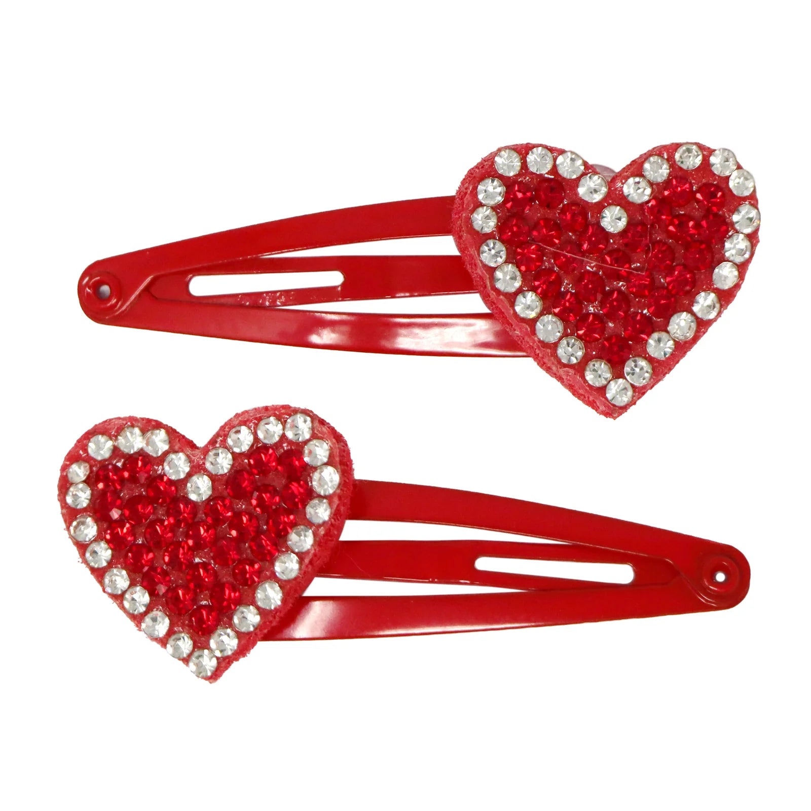 Twinkling Red Heart Snap Hair Clips