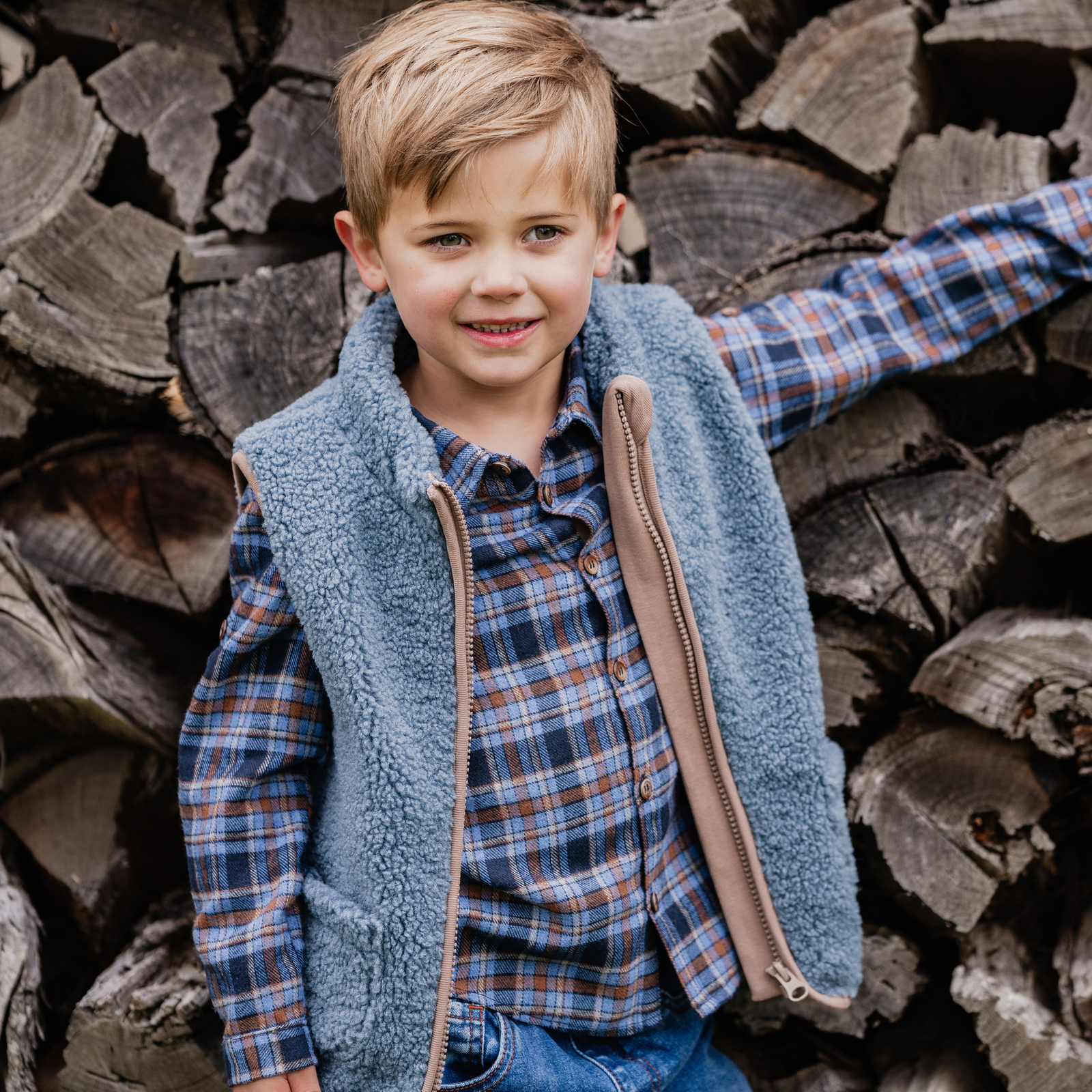 Bebe Hunter Blue Sherpa Vest - Blue