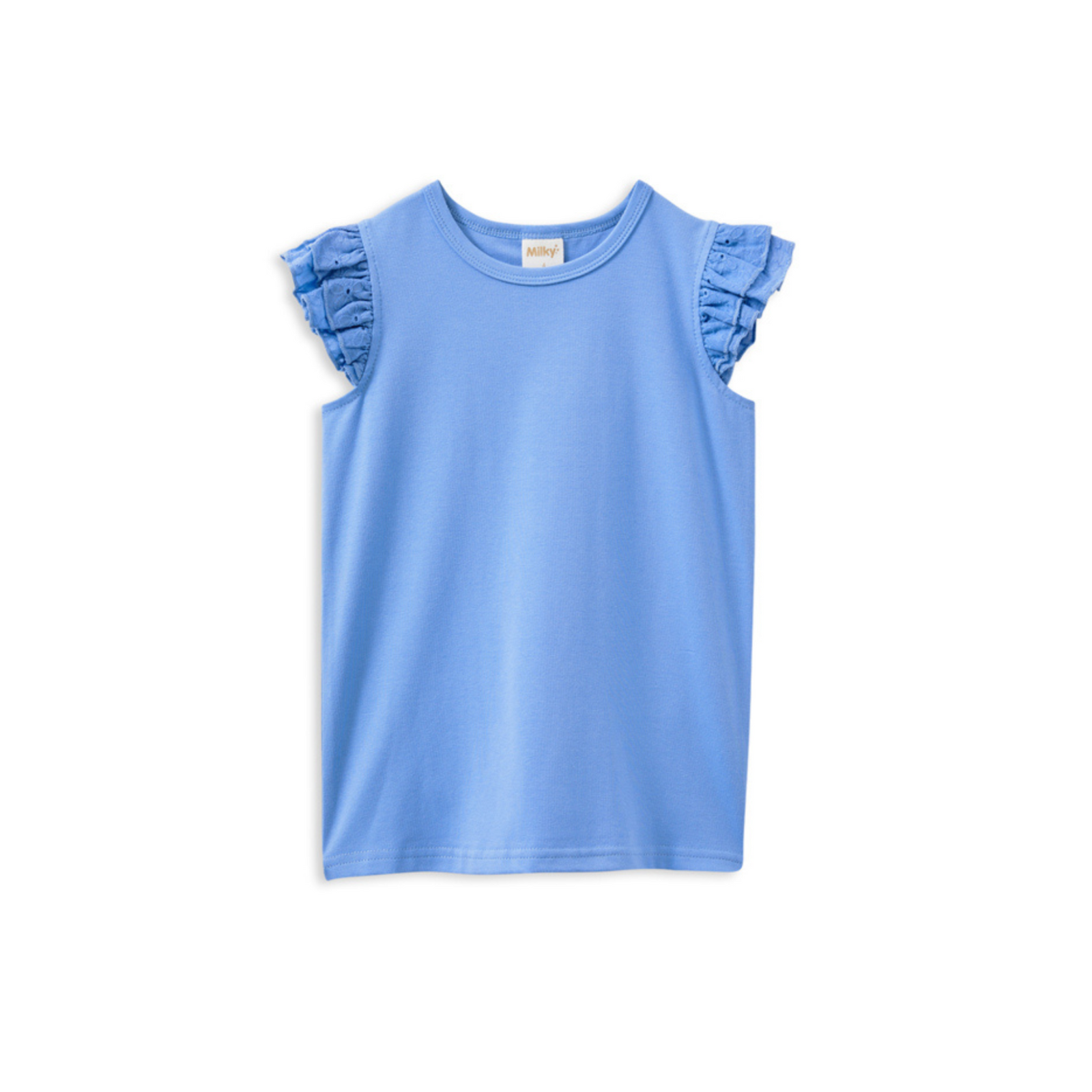 Milky Blue Broderie Frill Tee