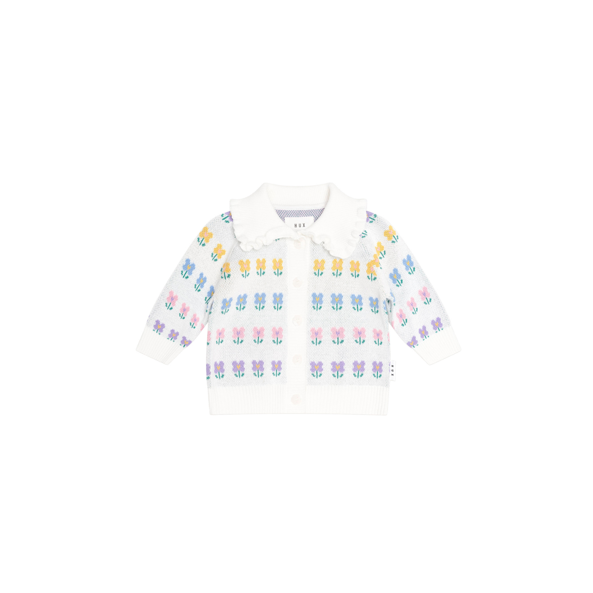 Huxbaby Flower Fields Collar Cardi - Multi Cream