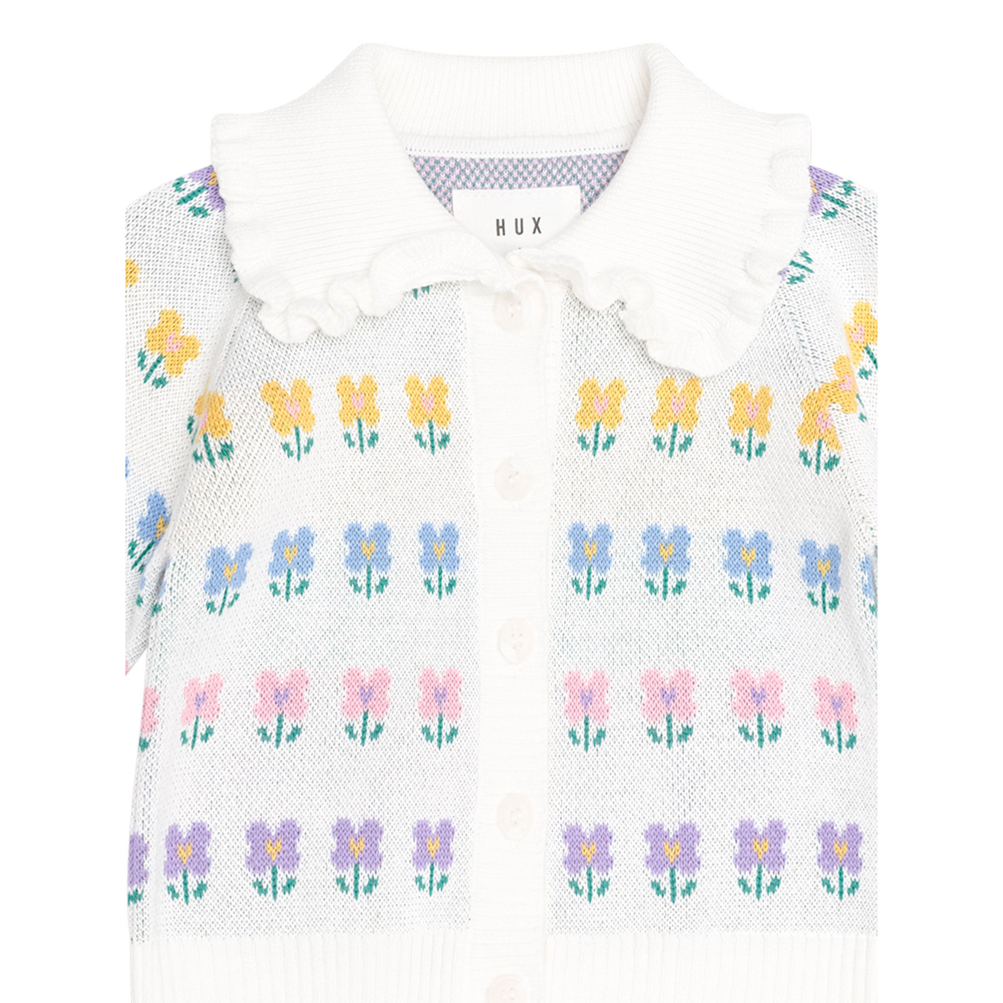 Huxbaby Flower Fields Collar Cardi - Multi Cream