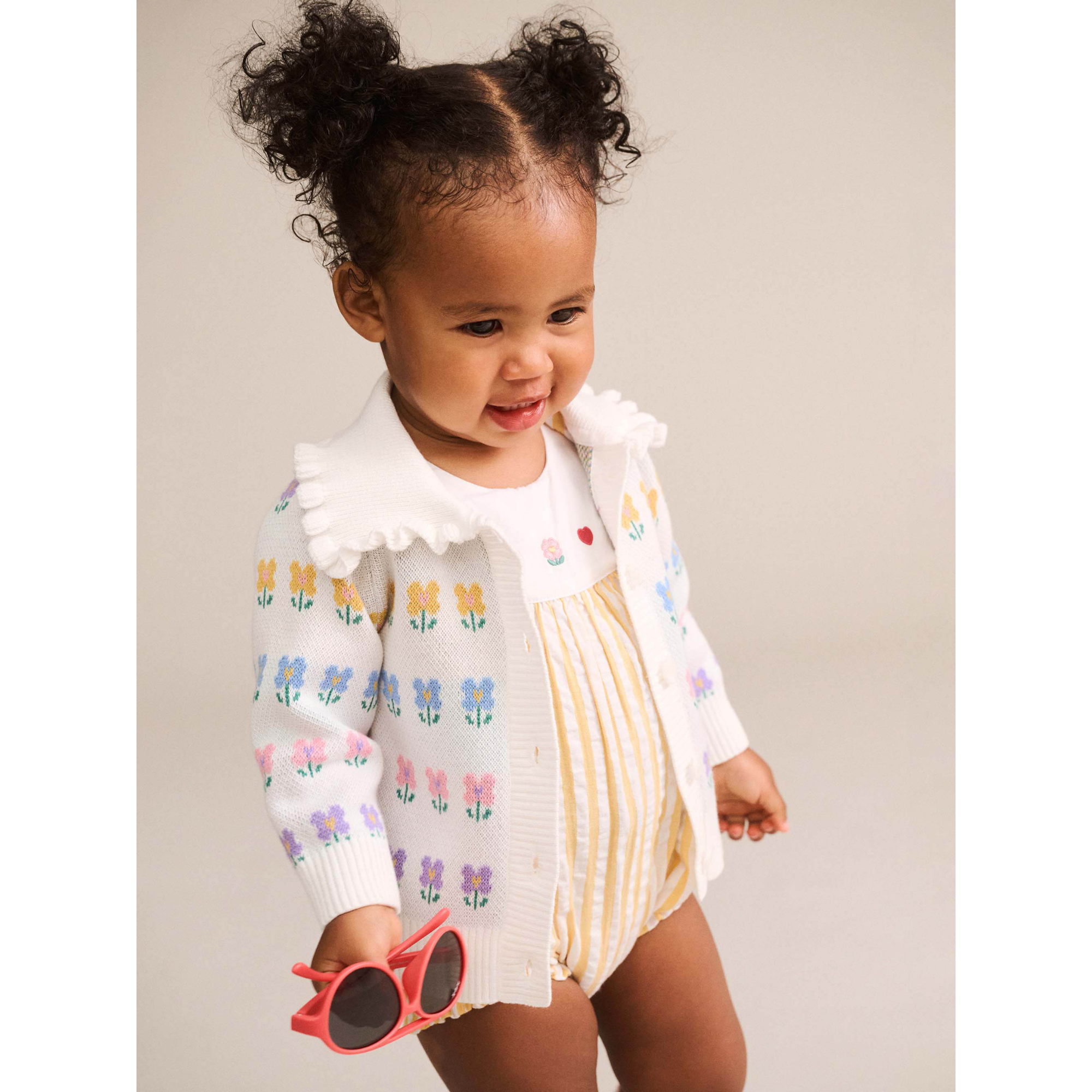 Huxbaby Flower Fields Collar Cardi - Multi Cream