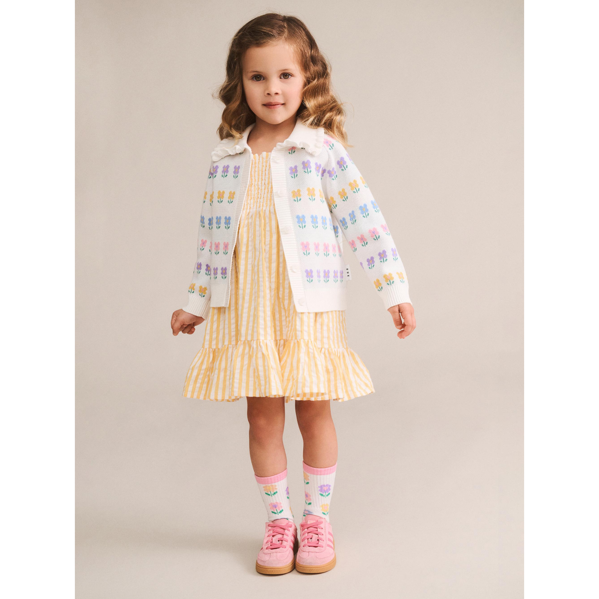 Huxbaby Flower Fields Collar Cardi - Multi Cream