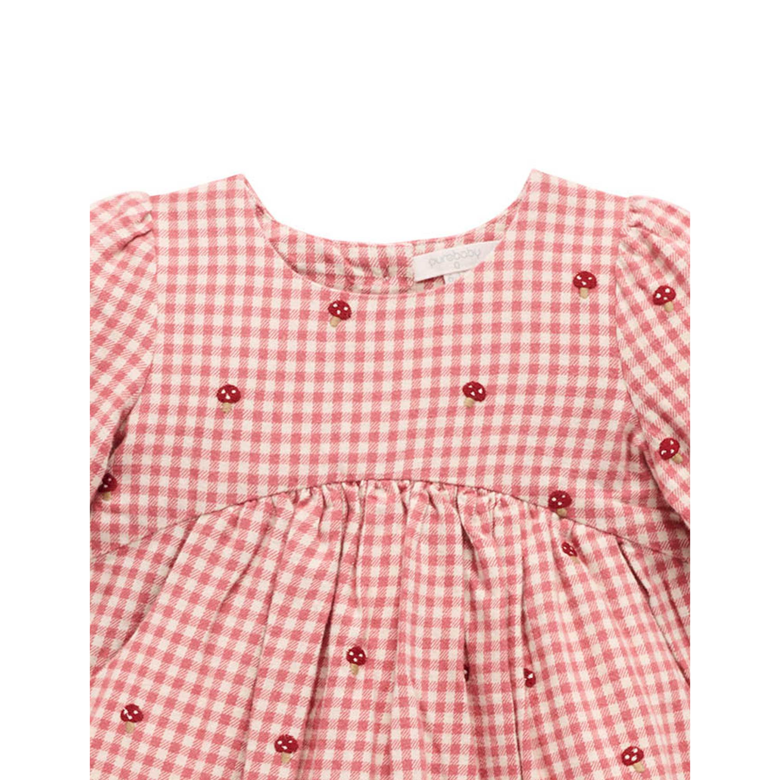 Purebaby Gingham Broidery Dress -  Gingham Toadstool Broderie