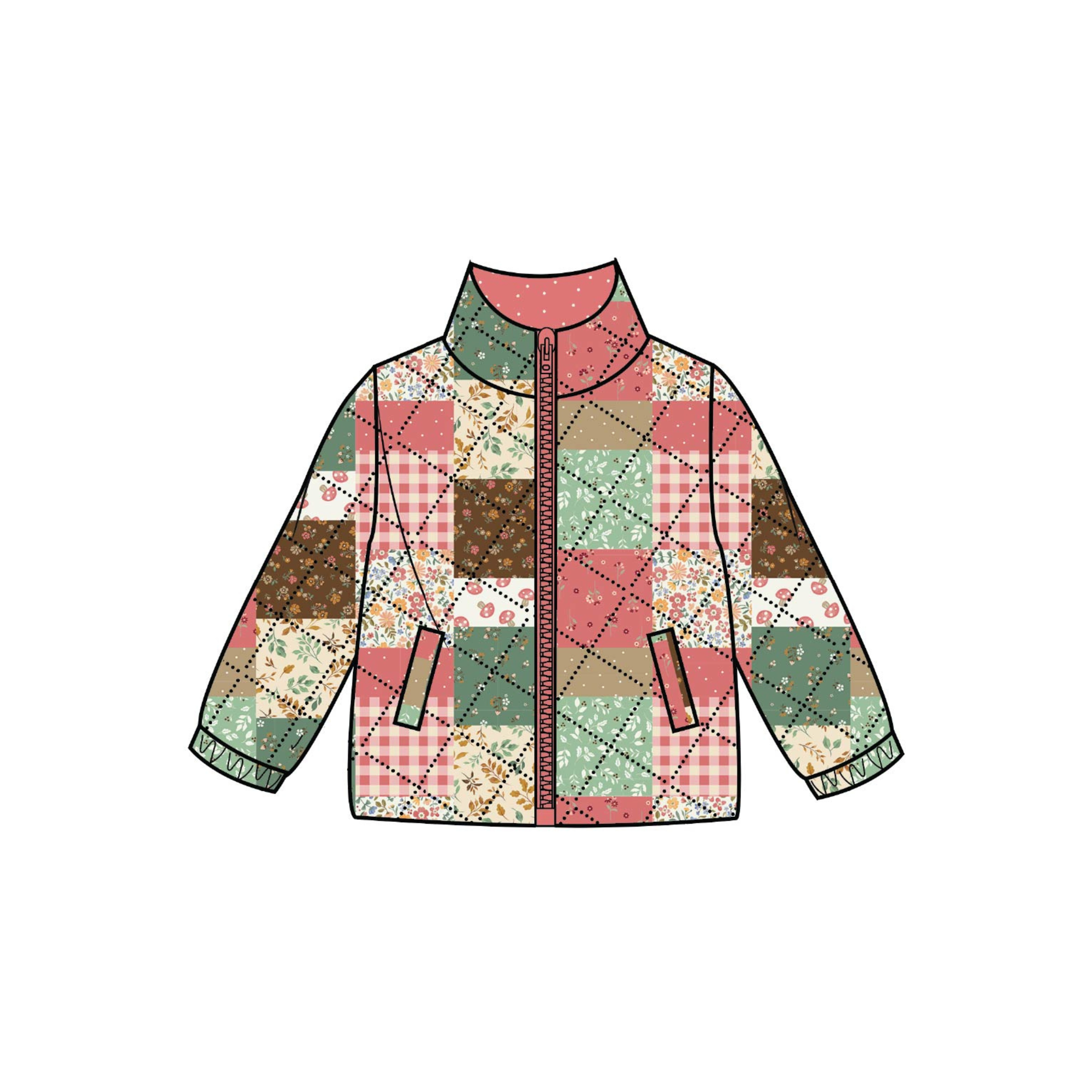 Purebaby Reversible Quilted Jacket -  Patchwork Print