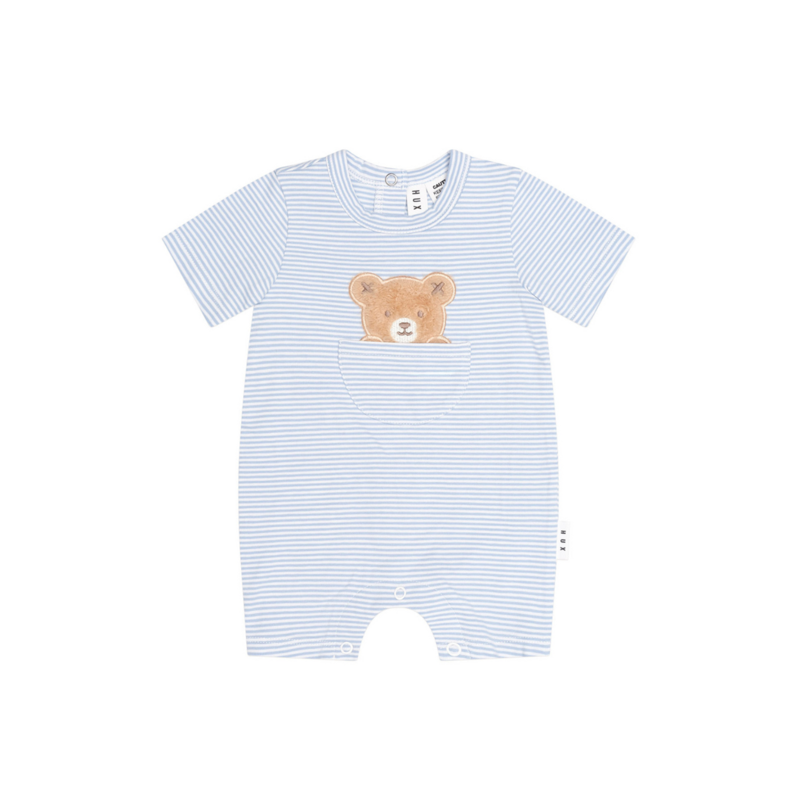 Huxbaby Peekaboo Hux Stripe Bodysuit - Baby Blue/Almond Milk