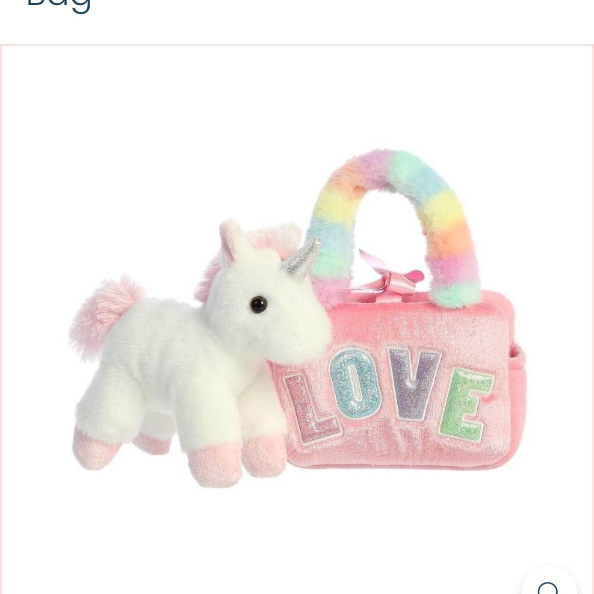 Fancy Pals Unicorn in Pink Love Bag