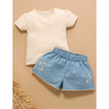 Purebaby Scalloped Denim Shorts - Faded Denim