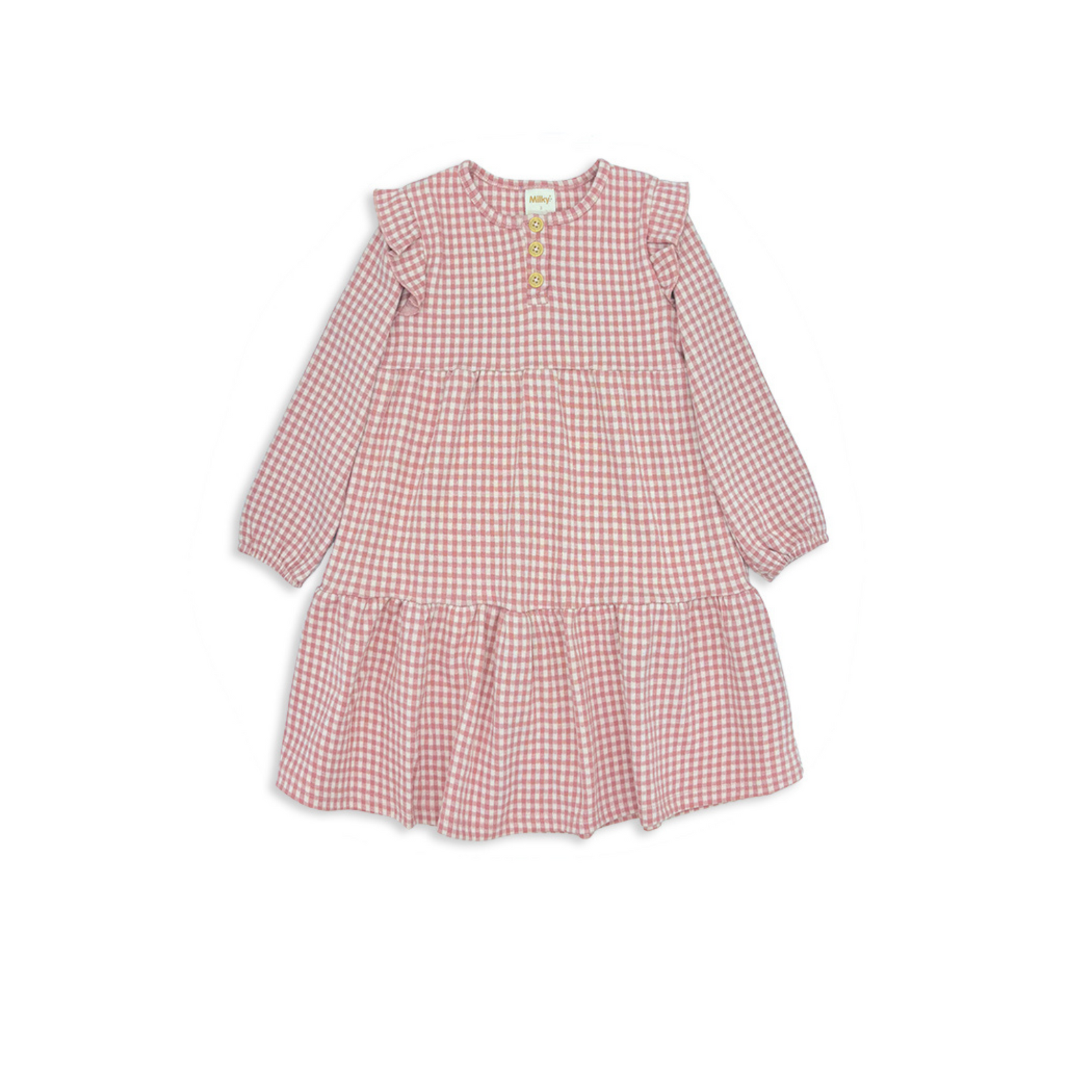 Milky Rose Check Frill Dress
