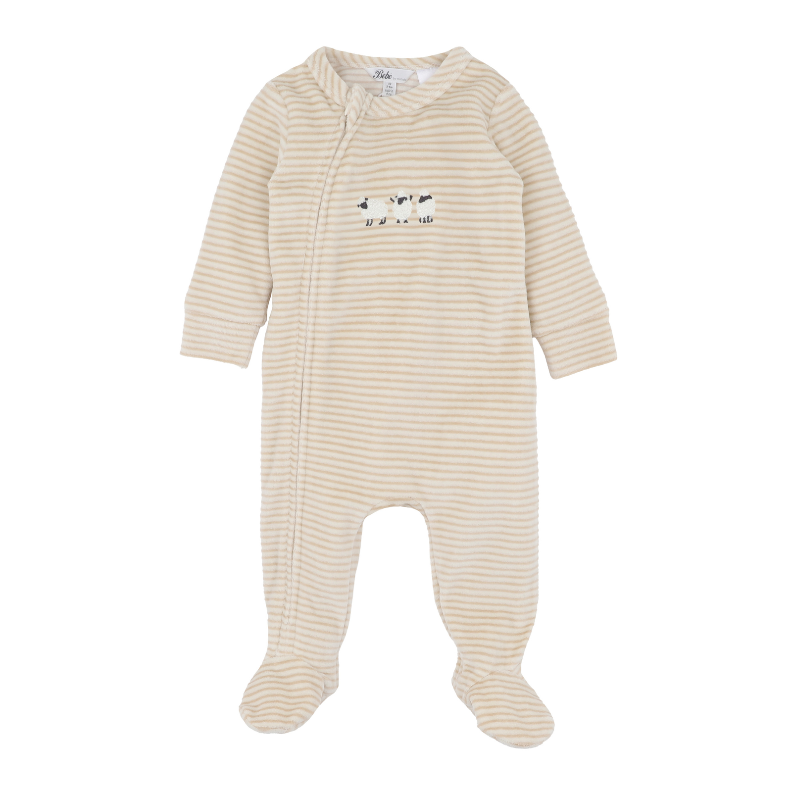 Bebe Hunter Stripe Velour Zip Onesie - Stripe