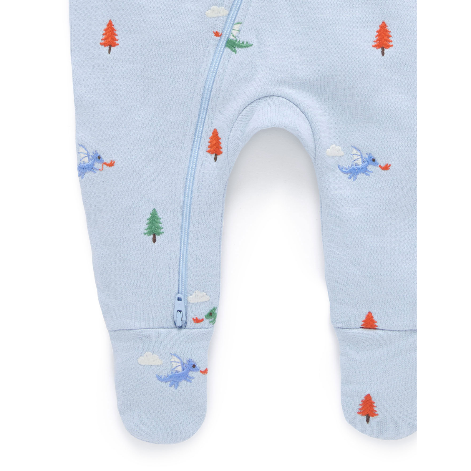 Purebaby Embroidered Fleece Growsuit -  Dragon Broderie