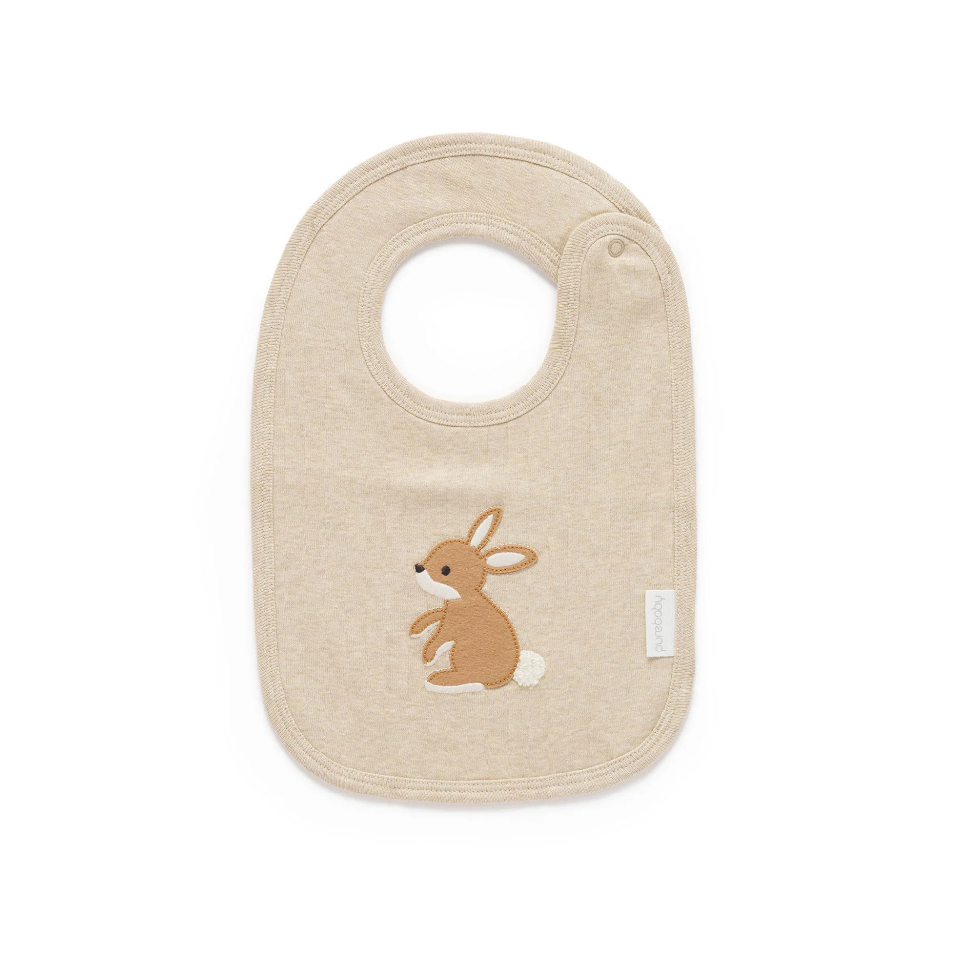 Purebaby Bunny Bib - Almond  Melange