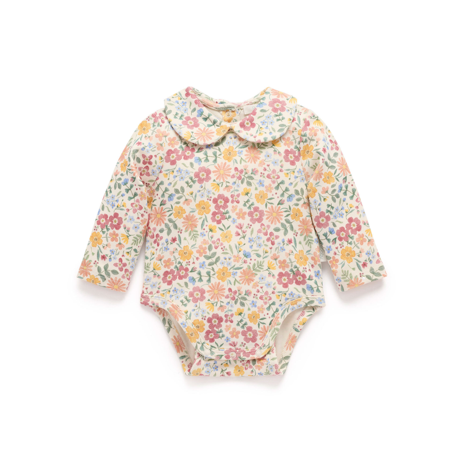 Purebaby Thick Bodysuit with Collar -  Wild Flower Print