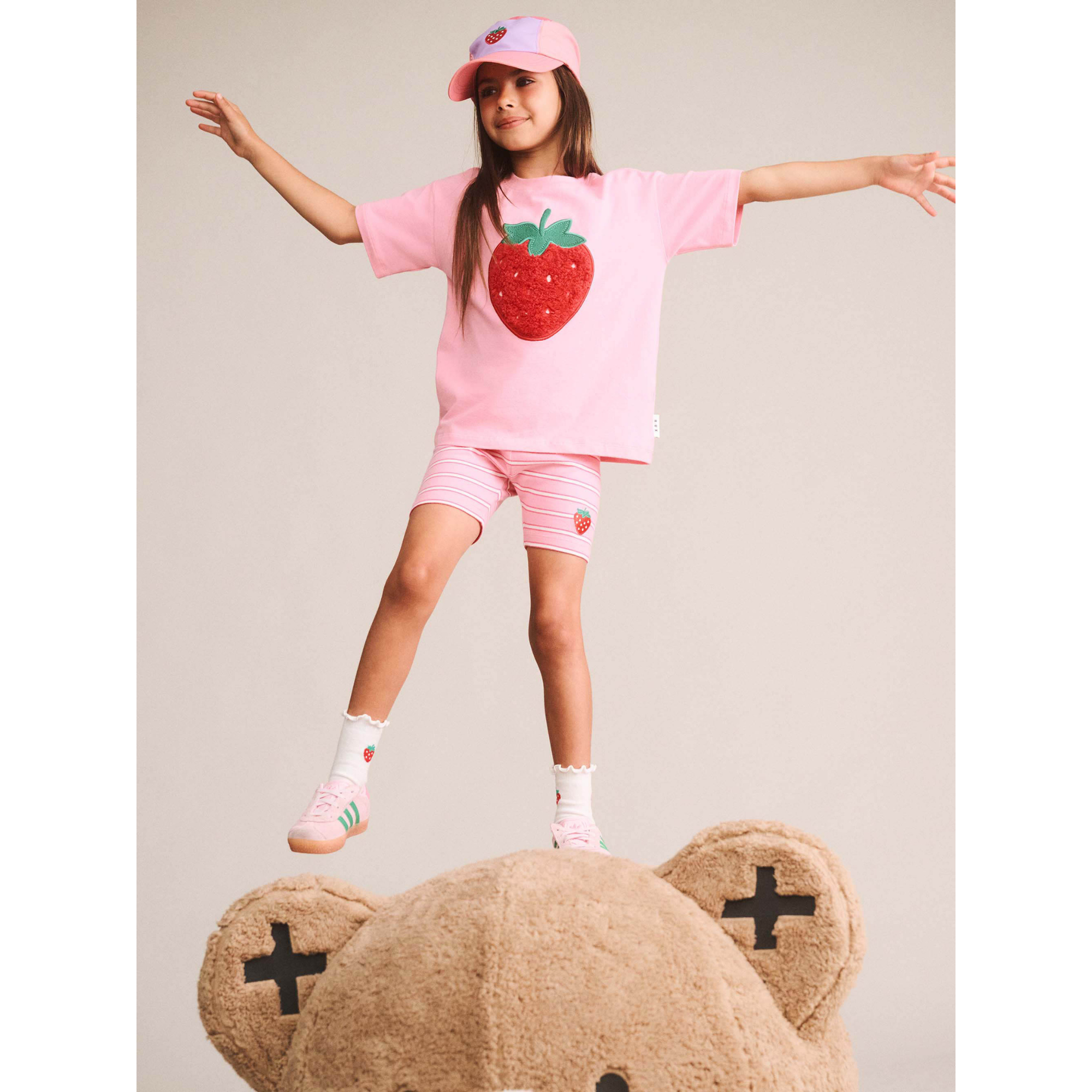 Huxbaby Furry Strawberry Slouchy Tee - Strawberry Crème