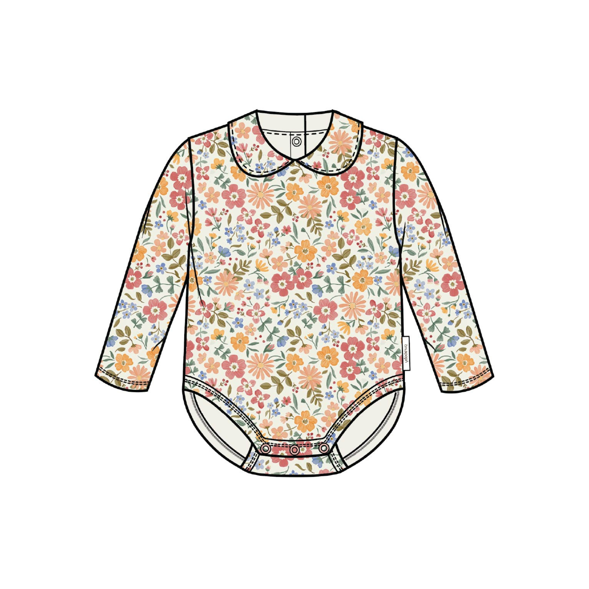 Purebaby Thick Bodysuit with Collar -  Wild Flower Print