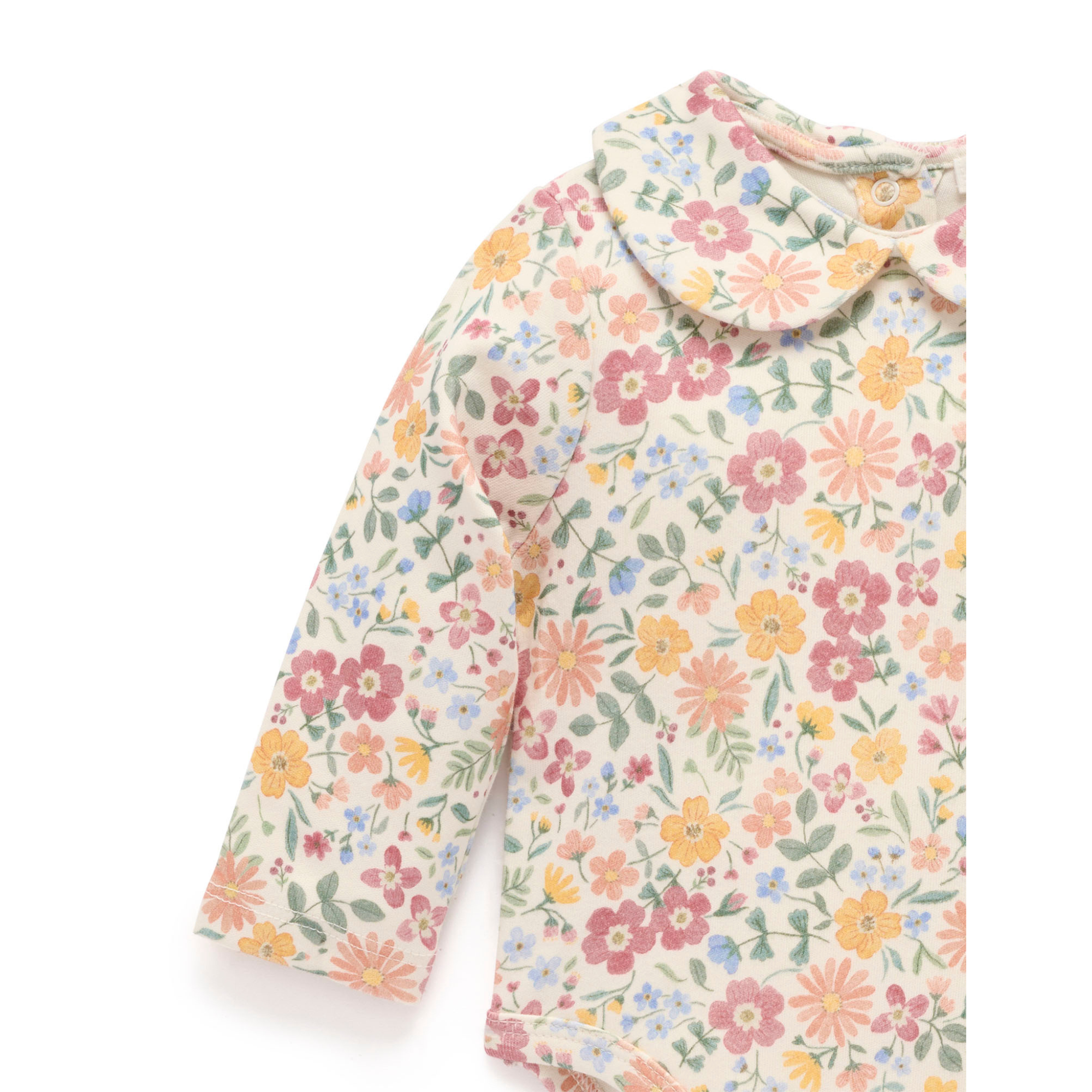 Purebaby Thick Bodysuit with Collar -  Wild Flower Print