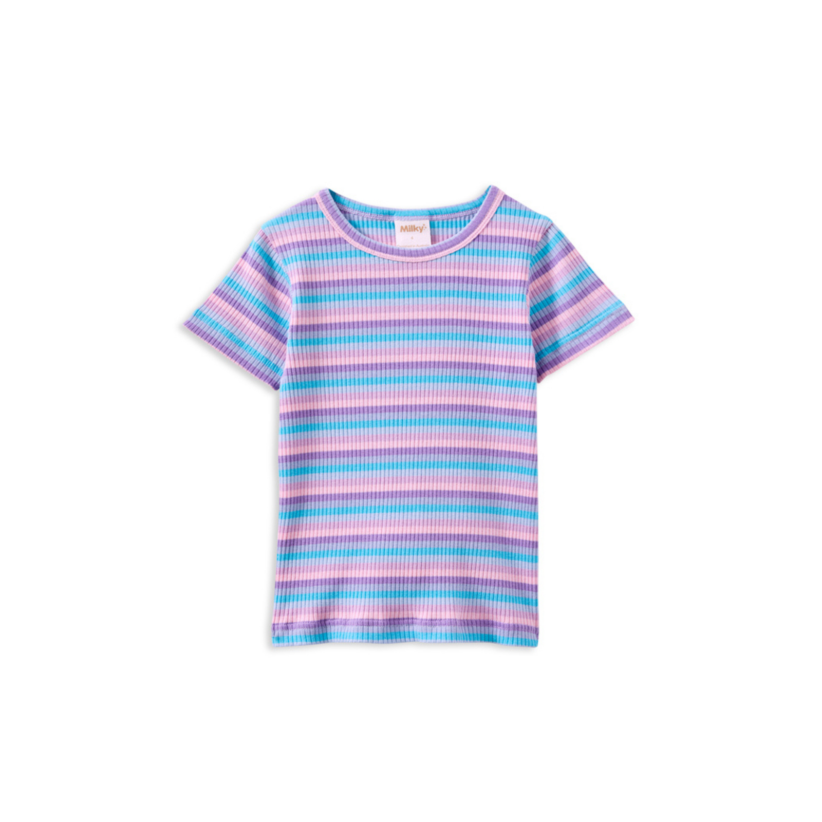 Milky Lilac Stripe Rib Tee