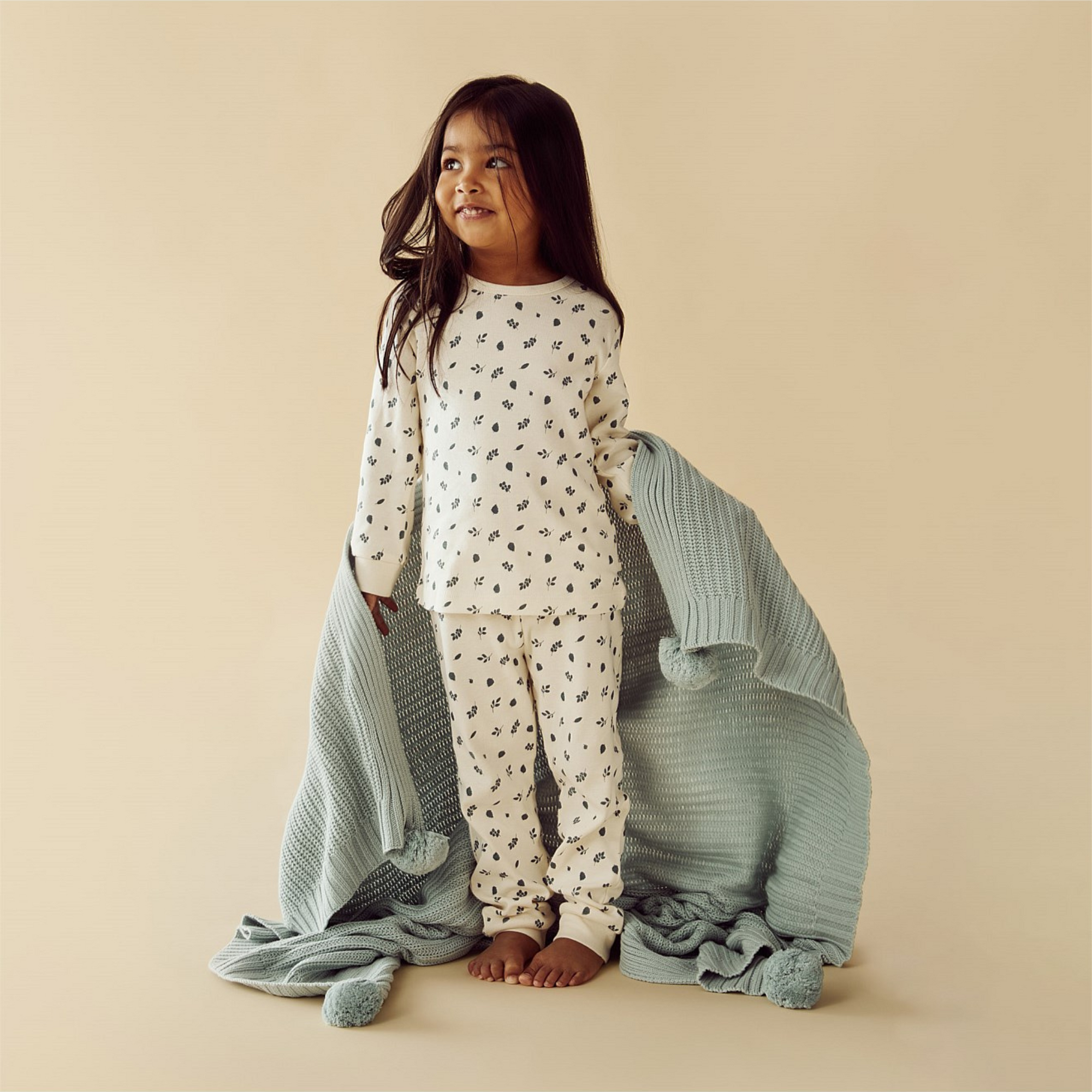 Wilson &amp; Frenchy Moss Speckle Organic Knitted Blanket